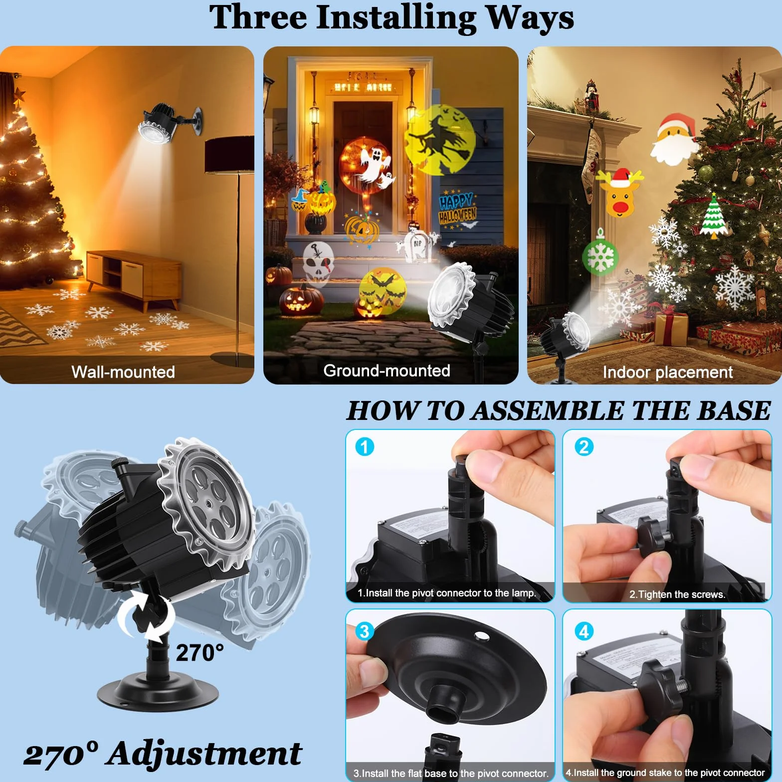 VIFLYKOO Projecteur Noël Extérieur LED IP65 12 Films 96 Motifs Télécommande