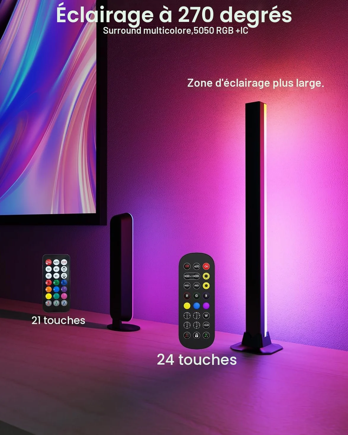 Loyal Lampe LED TV Gaming Smart LED Barre RGB avec Modes Scène et Musique, Connectée App & Télécommande, 42cm