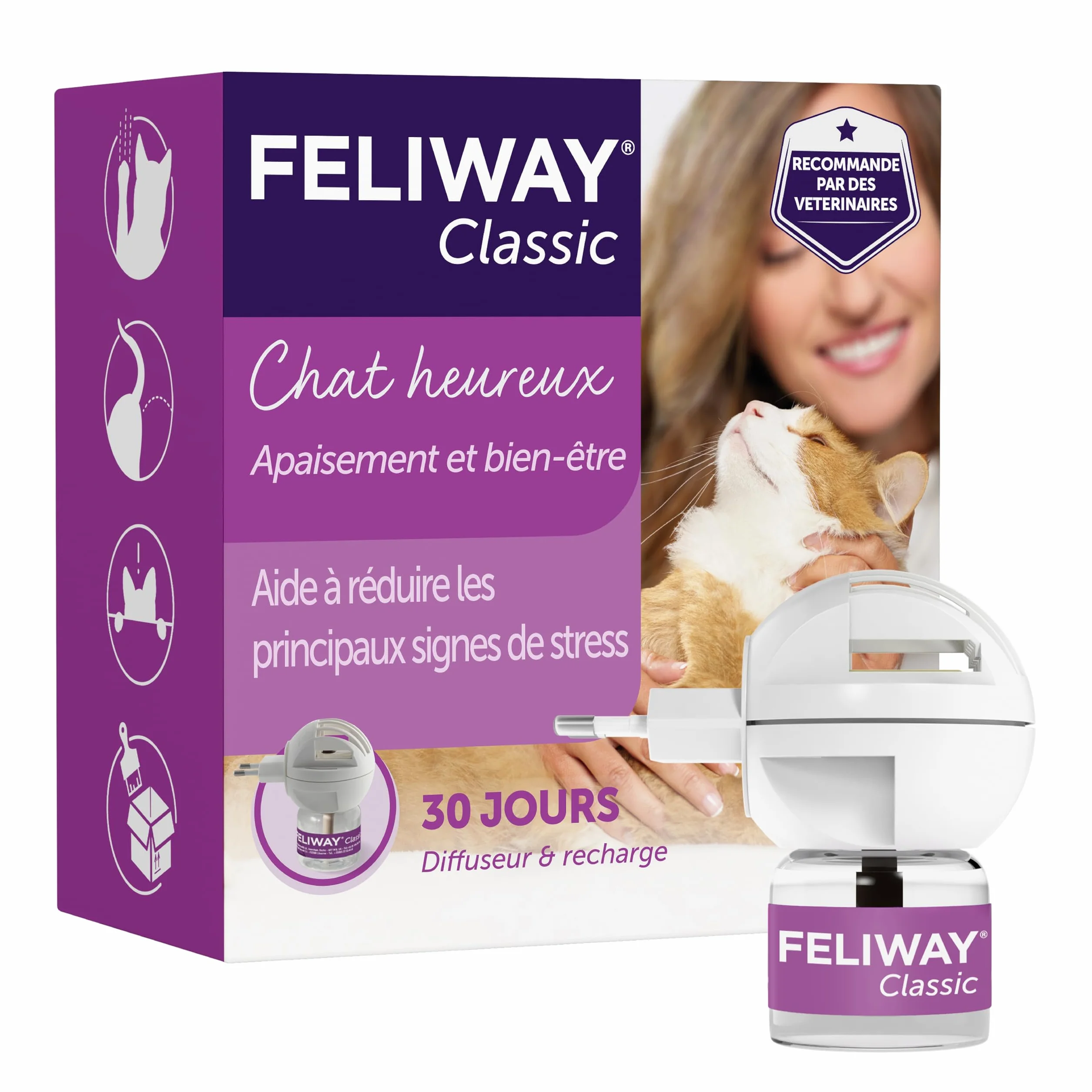 FELIWAY Classic 30 Jours Diffuseur de Phéromones Apaisantes pour Chats + Recharge 48 ml