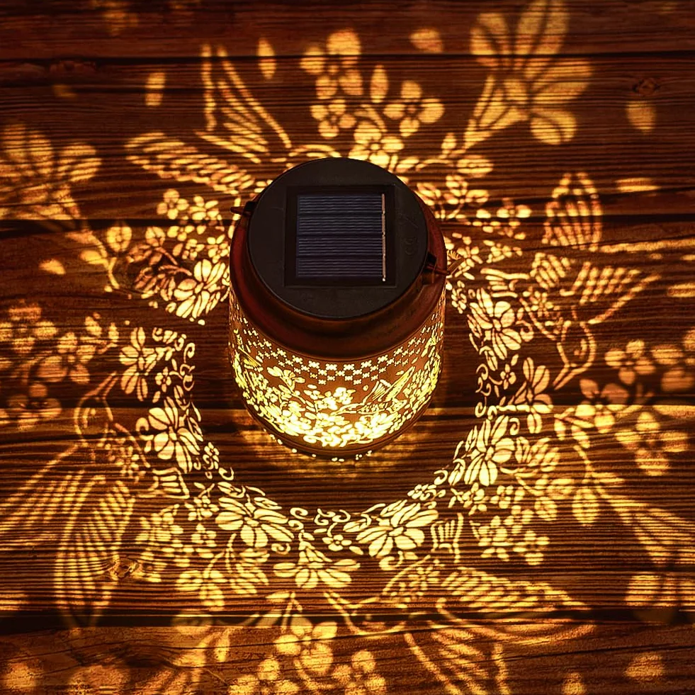 HOTUT Lanterne Solaire Exterieur Colibri, Lampe Solaire Jardin Métal IP65 Étanche LED Suspendue Suspendre/Poser