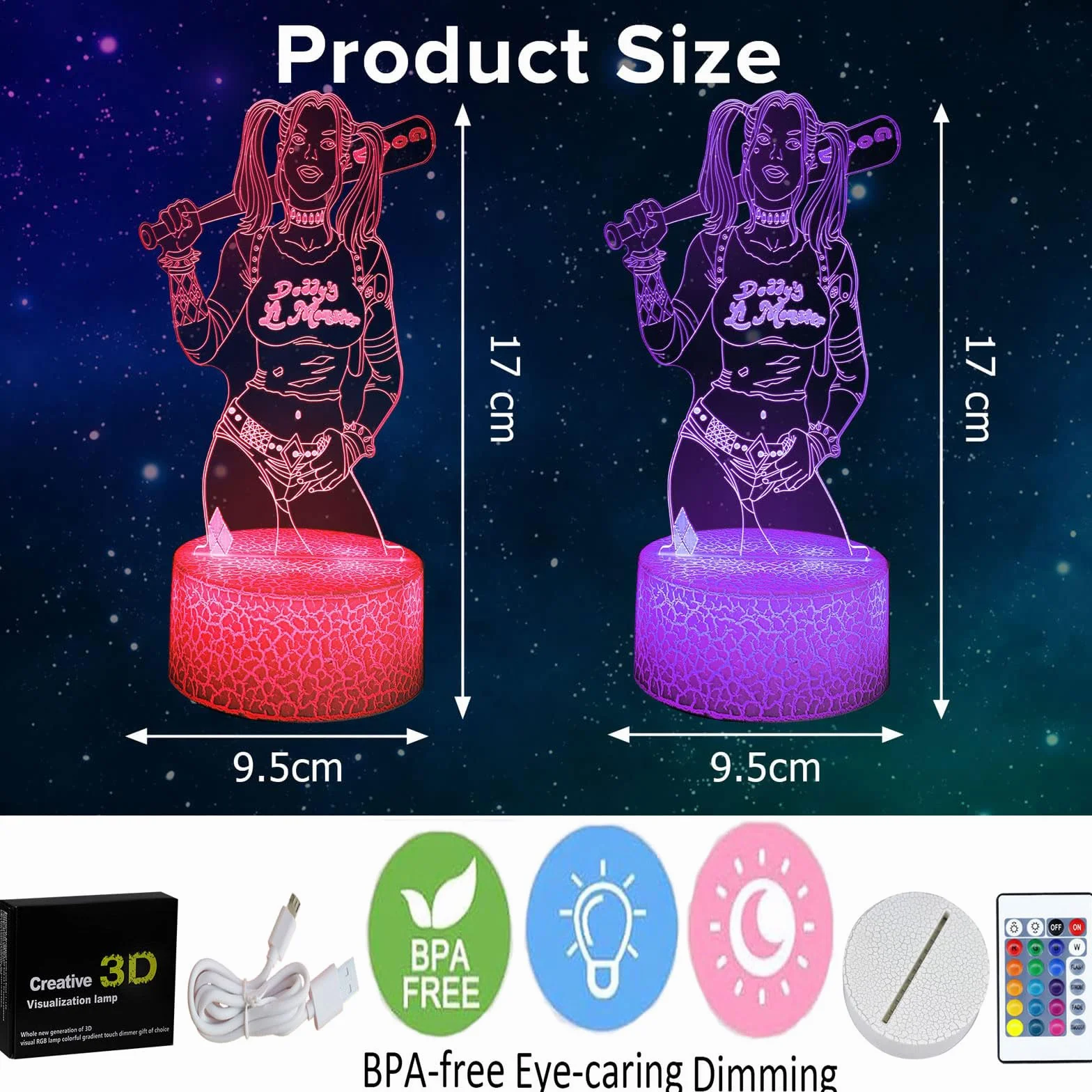 Anime 3D LED Veilleuse 16 Couleurs USB Tactile Télécommande Lampe de Table Monstre Comédie Cadeau Anniversaire