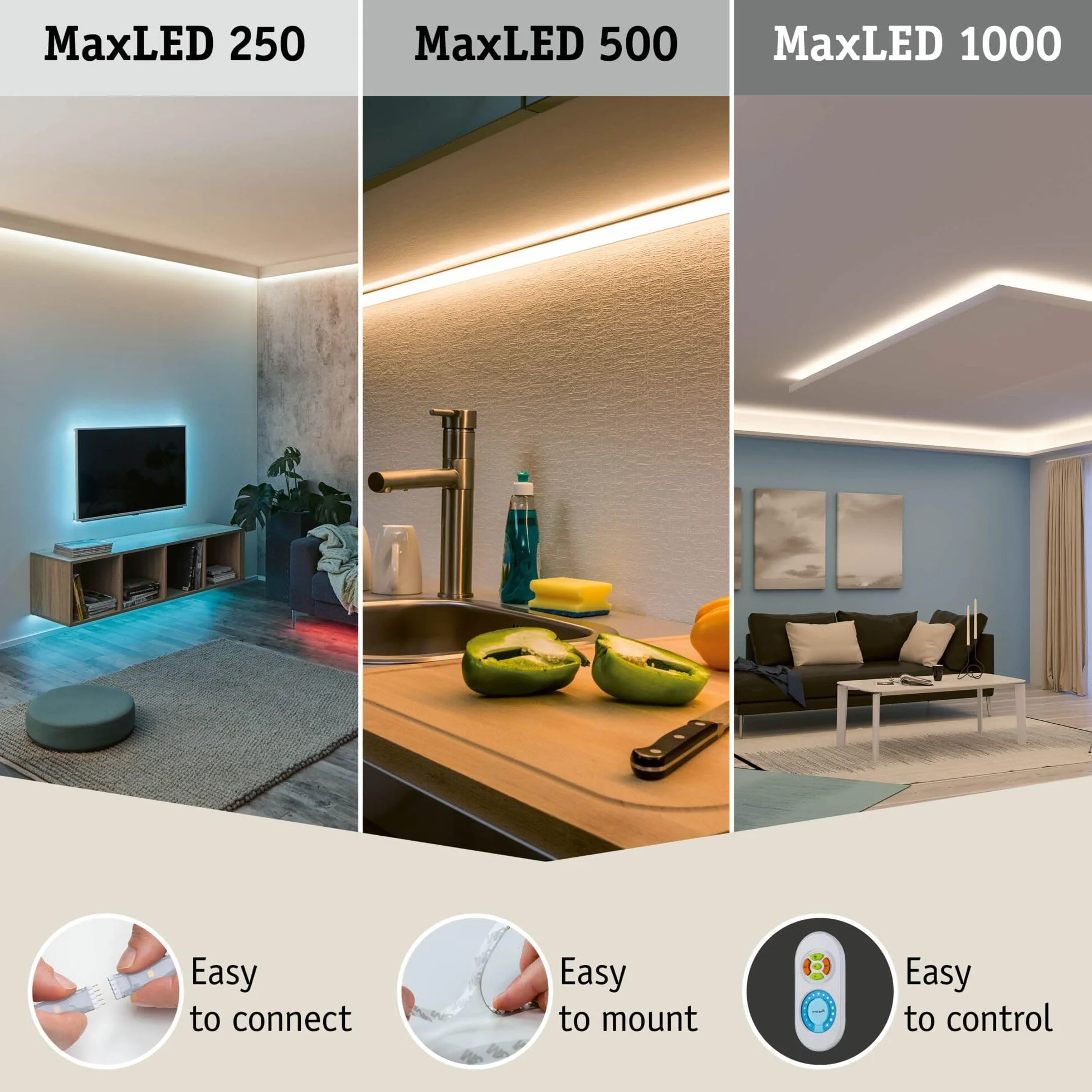 Paulmann MaxLED 1000 Strip LED Blanc chaud Kit de base 1,5m 11W 1100lm/m 2700K