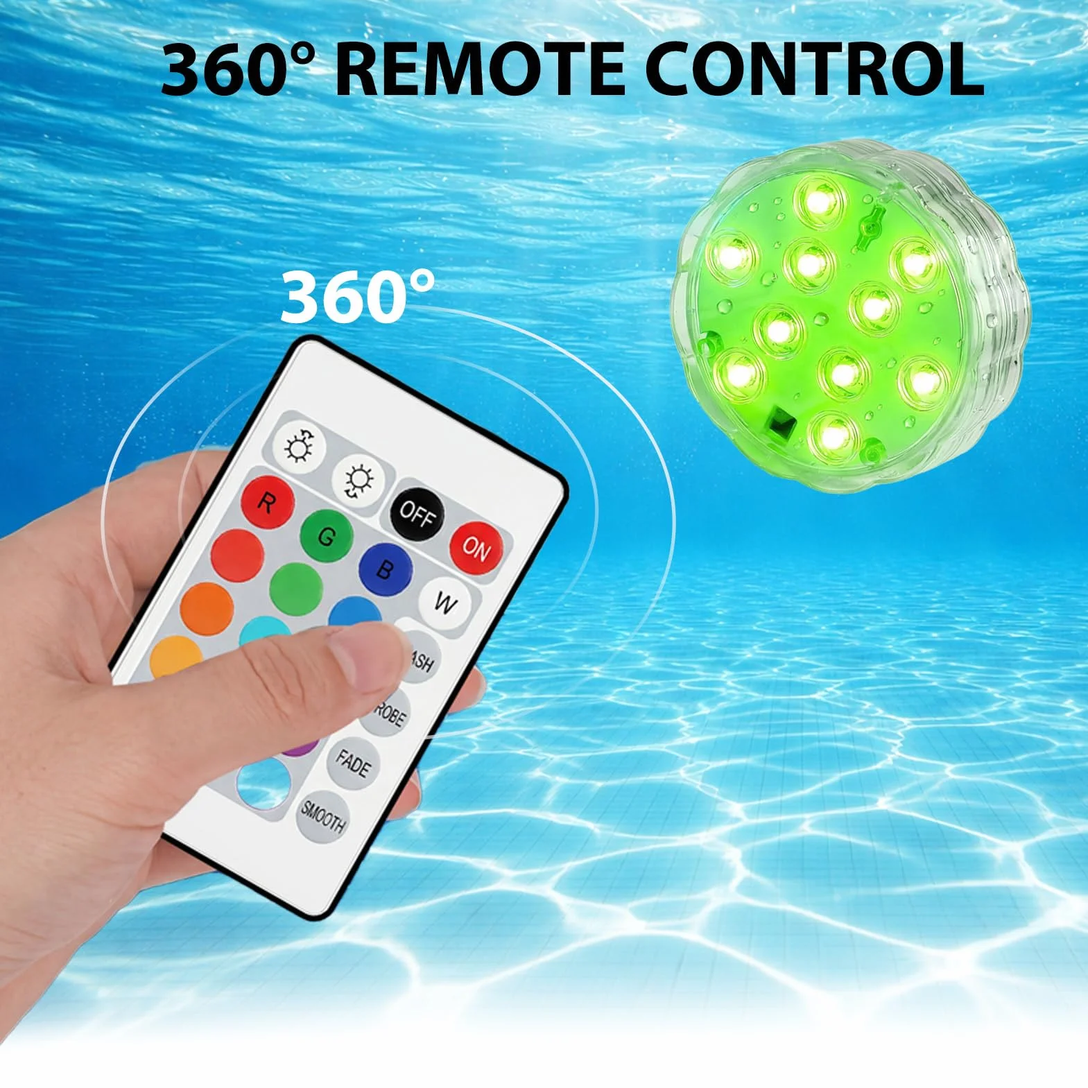 Lumières LED Submersibles avec Télécommande, Lampe Piscine Étanche Multicolore à Piles, Spot LED pour Aquarium, Spa, Baignoire, Jacuzzi