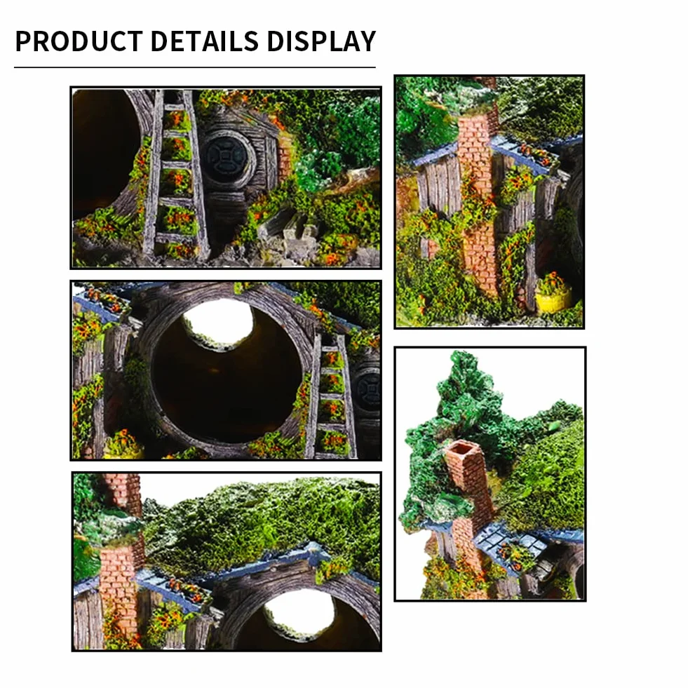 OMEM Reptile Hideout Aquarium Décoration Rockery Gecko Snake Wetland