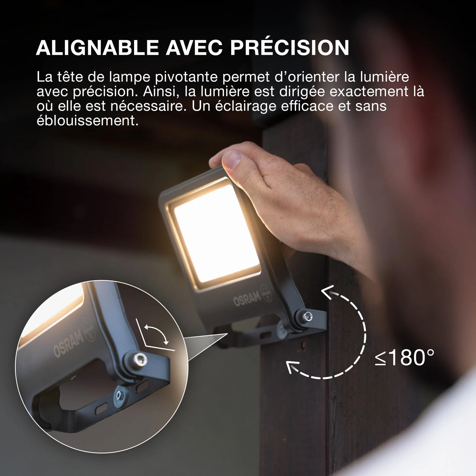 Osram Endura Pro projecteur extérieur capteur angle diffusion large gris foncé