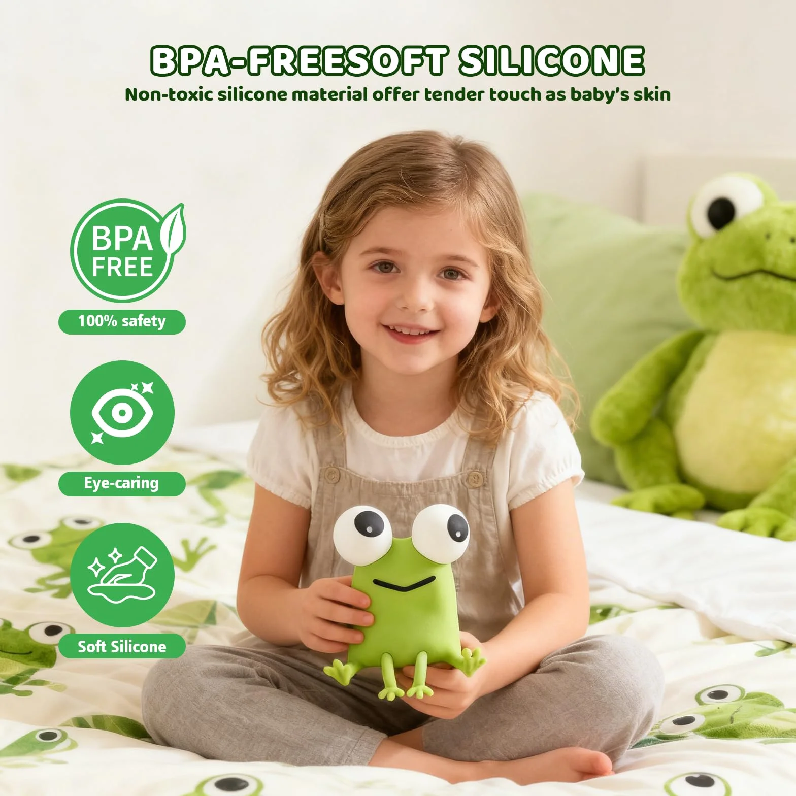 Gemmac Veilleuse Grenouille Rechargeable Silicone Tactile Lumière Allaitement Dimmable 7 Couleurs Minuterie Lampe Chevet