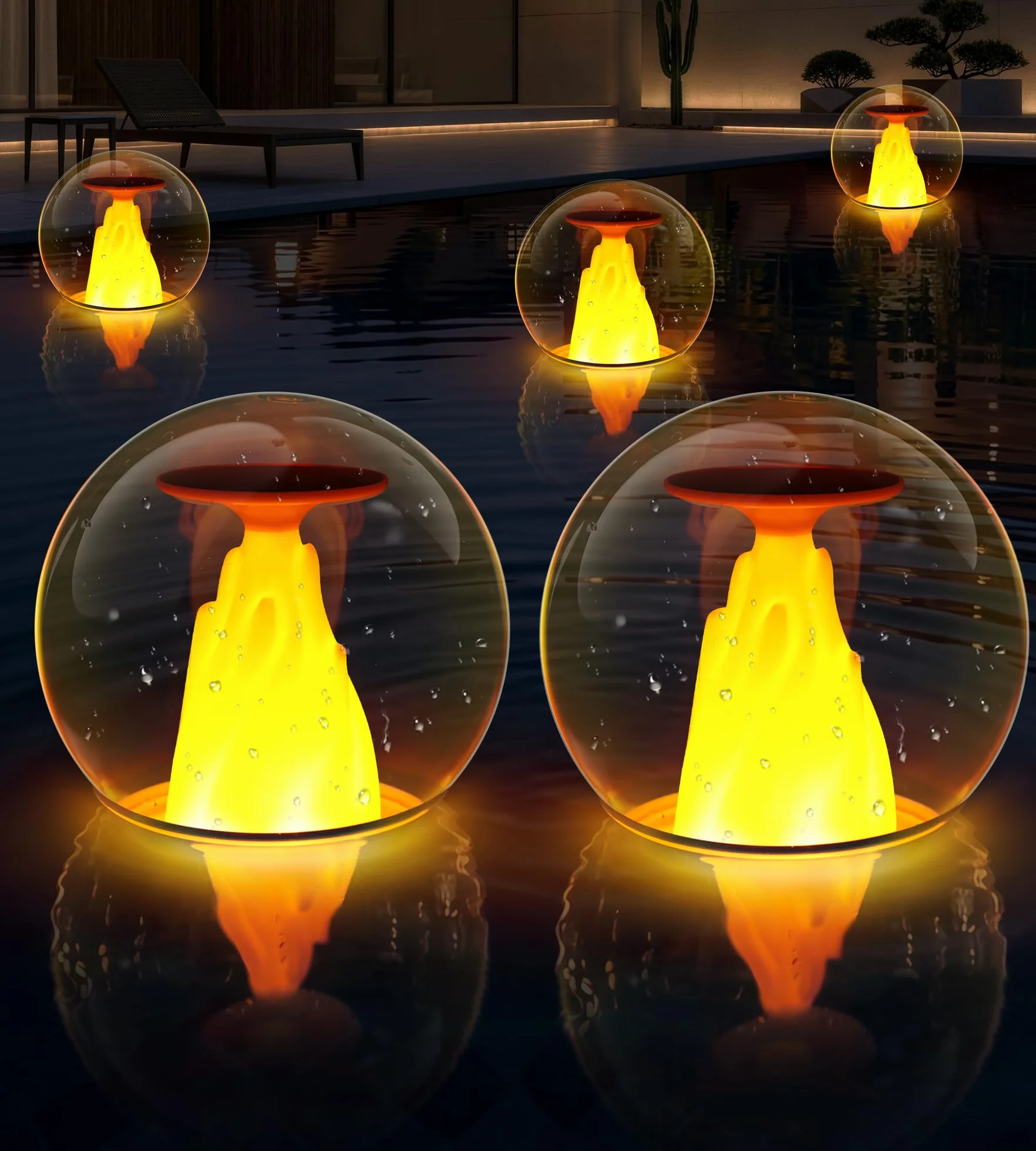 PoolLeader Lampe Solaire Flottante Piscine LED Effet Flamme IP68 2 Pièces