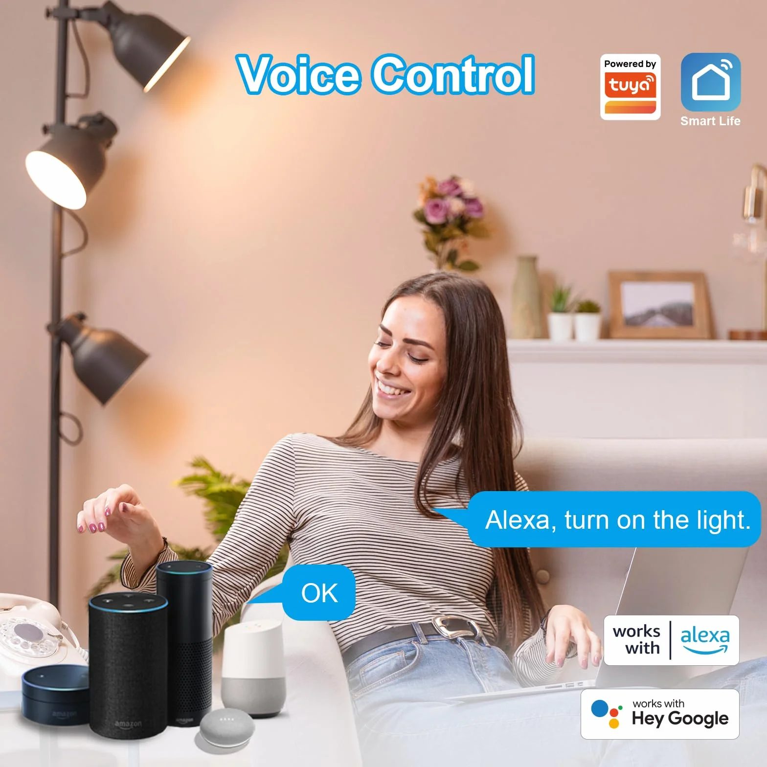 ANTELA Ampoule Connectée E27 C37 4,9W 470LM LED Intelligente RGB+CCT 2700K-6500K Compatible Alexa Google Home 4PCs