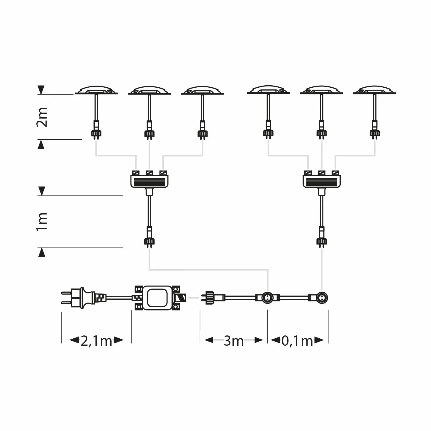 ledscom.de Lampe LED de sol en saillie Bunda 4 flammes extérieur noir carrossable blanc chaud 6 pièces