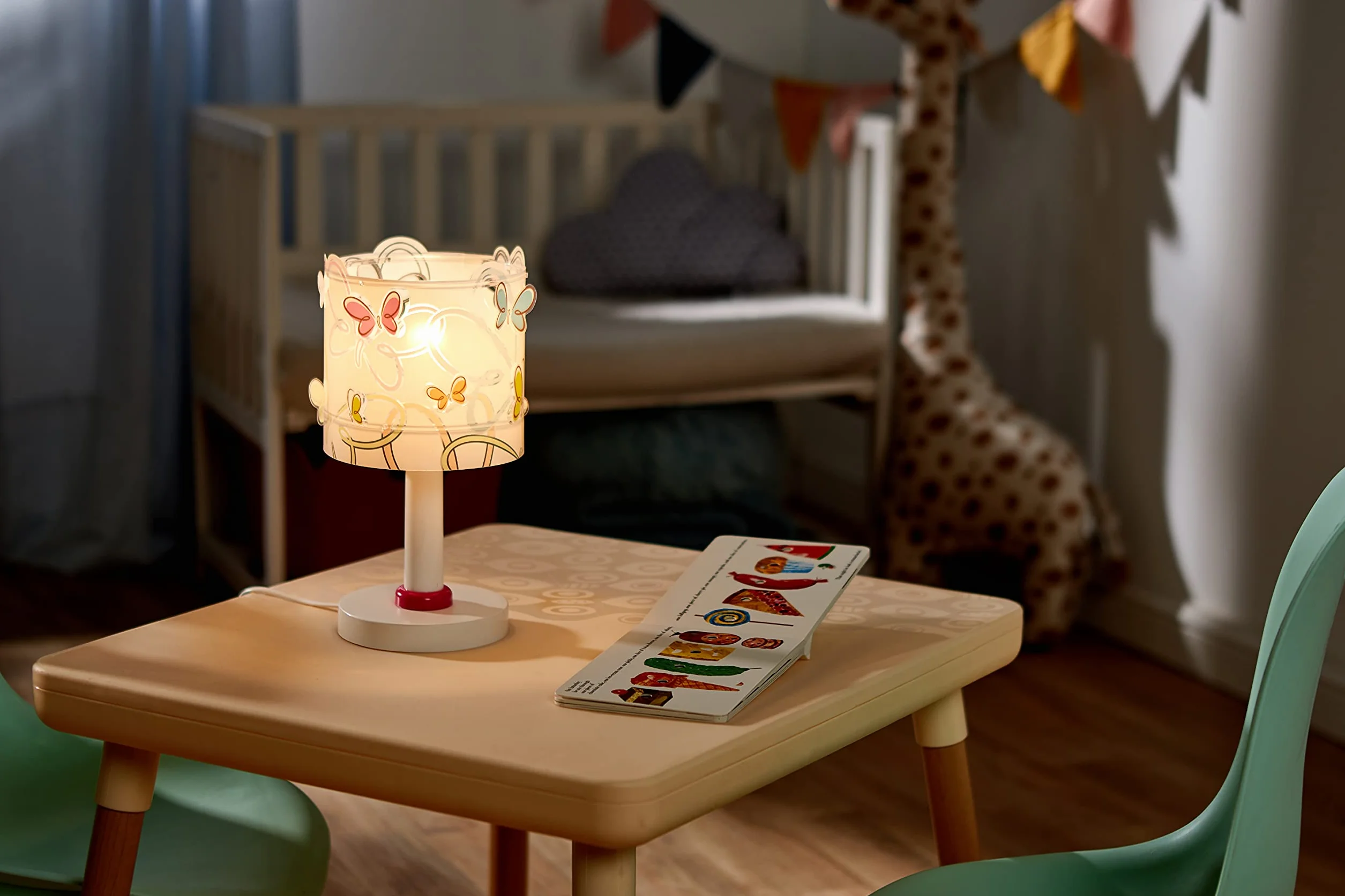 Dalber lampe de table enfant Butterfly Papillons multicolores