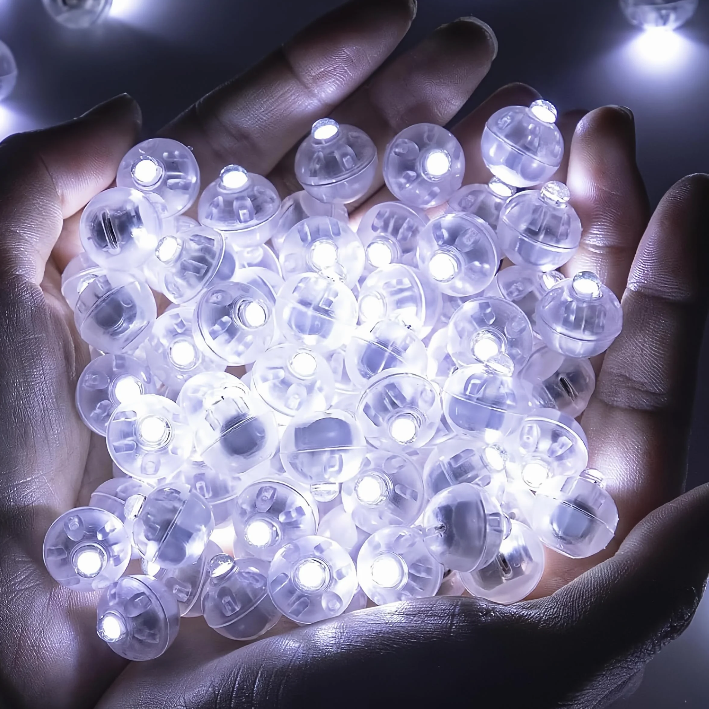 Lot de 120 Ballons Lumineux LED, Mini Boules Lumineuses Clignotantes, Lumières de Fête, Blanc, Intérieur et Extérieur