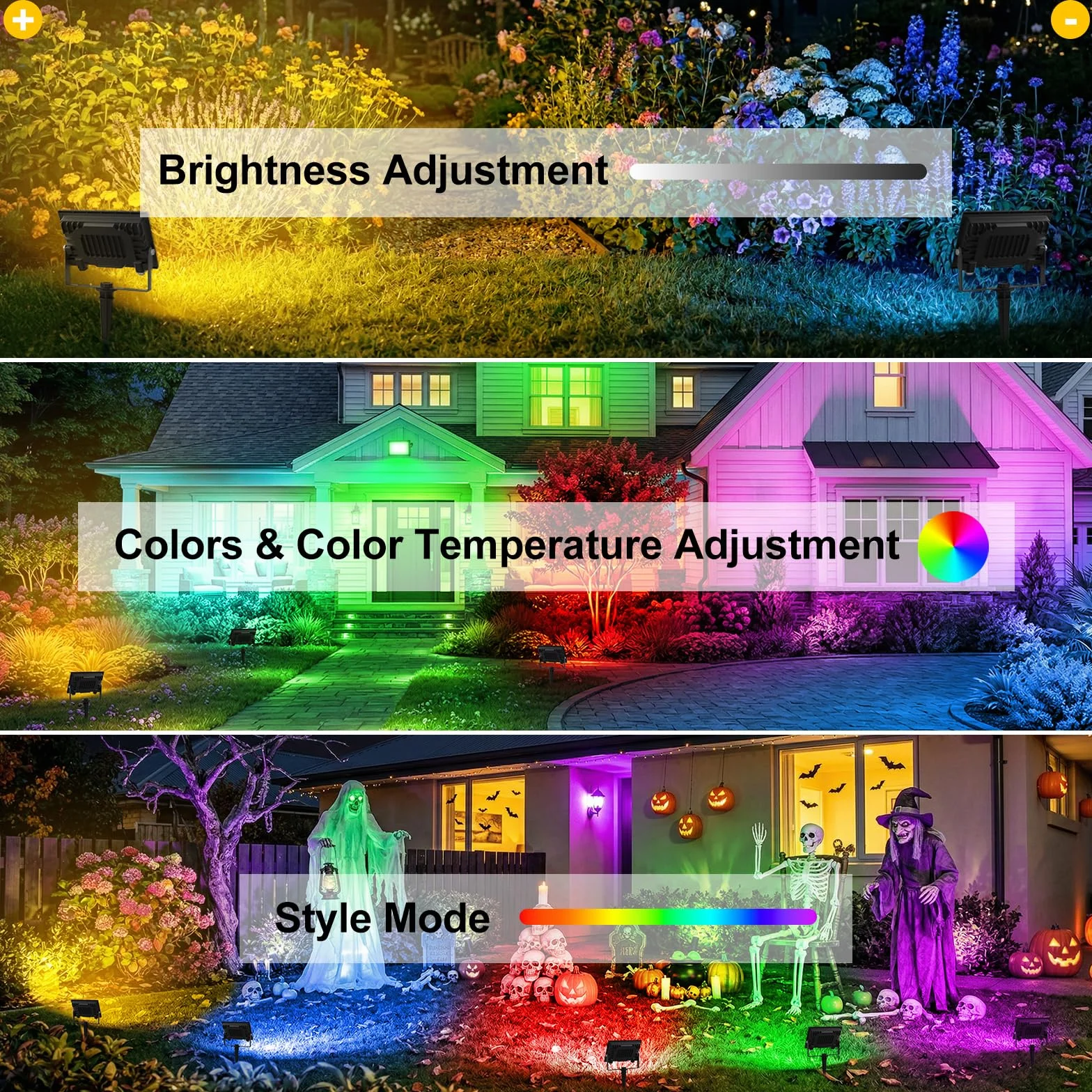 Projecteur LED RGB D'extérieur 30W avec APP Bluetooth et Télécommande, IP66 Etanche, 16 Millions de Couleurs