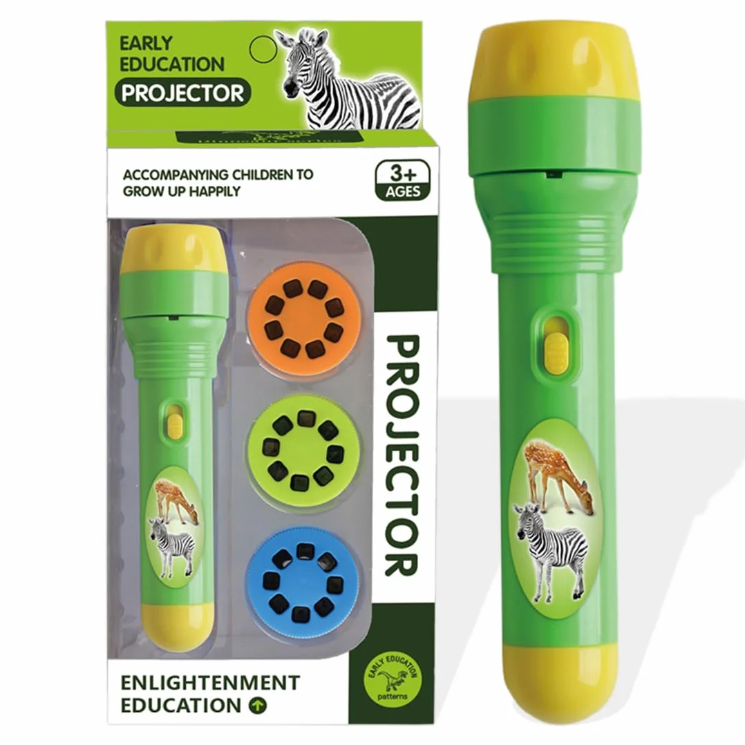 Lampe Torche Projecteur Animal avec 3 Disques Jouet Projecteur Histoire Enfants 3-7 Ans Cadeau Éducatif Scientifique