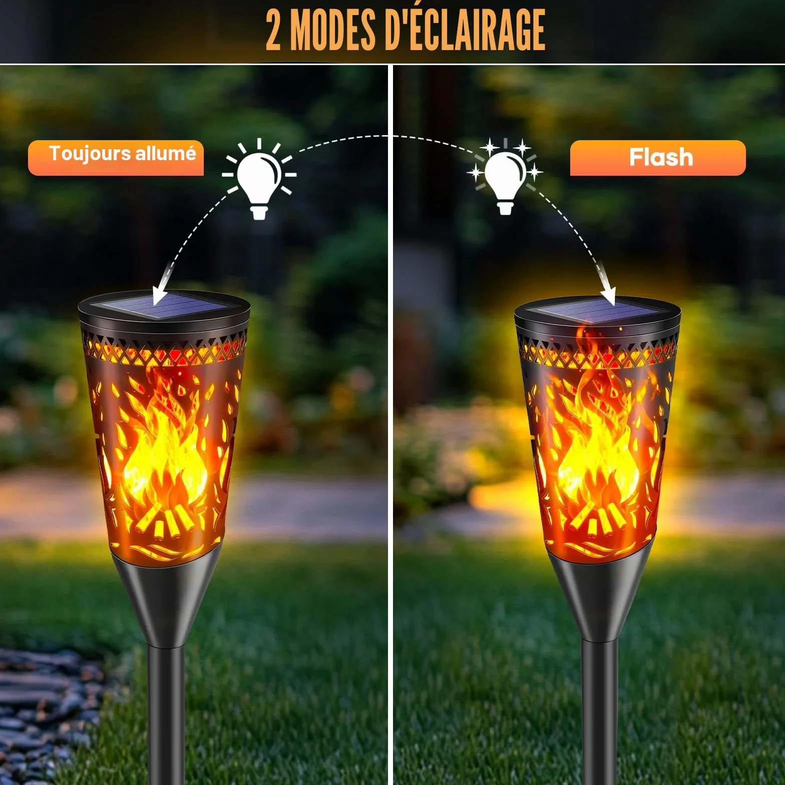 FIFlying Lampe Solaire Exterieur Jardin 6 Pack, Lumière Solaire avec Effet de Flamme Réaliste, Étanche IP65