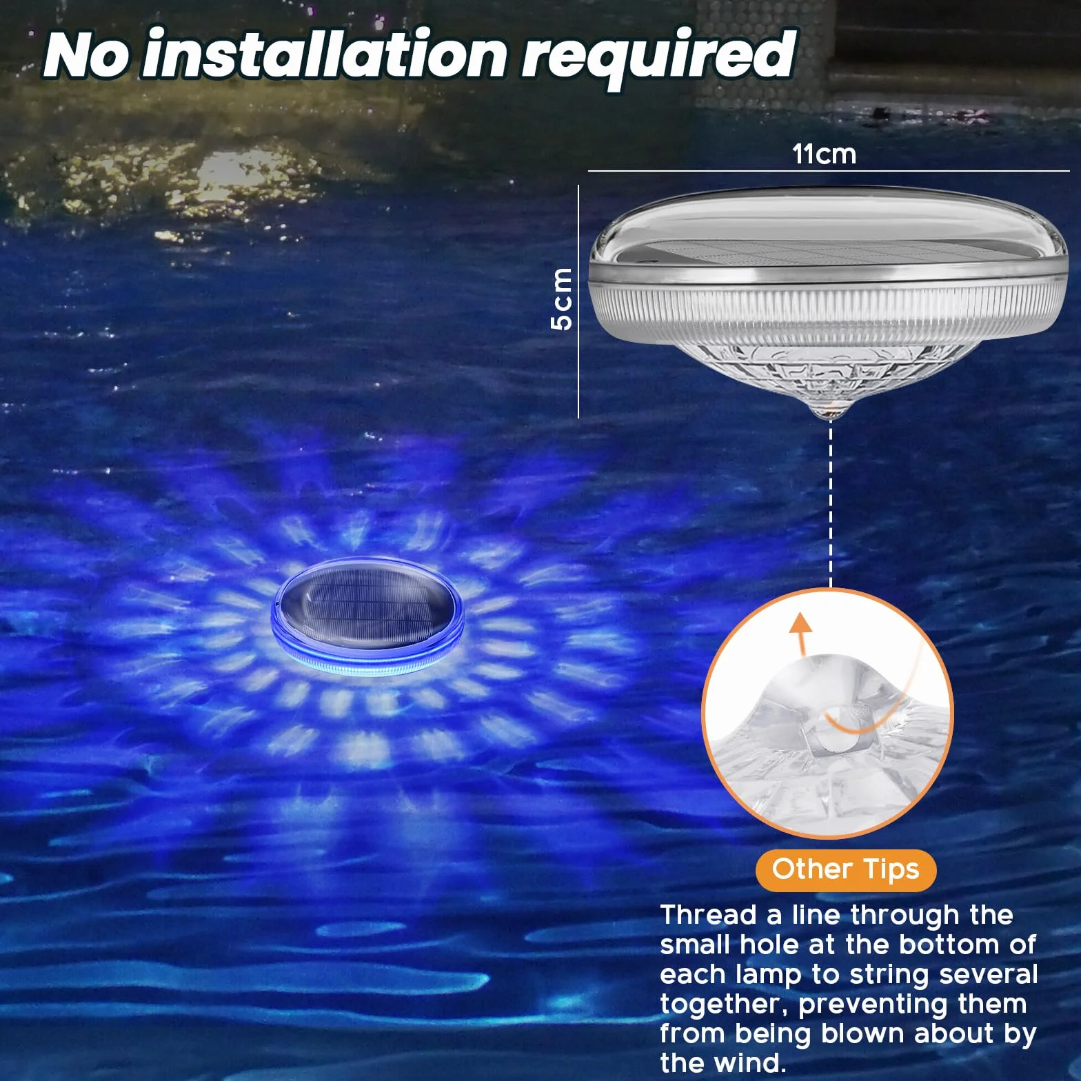 Lumière Piscine Flottante Solaire IPX7 2 Pièce Télécommande RGB 9 Couleurs