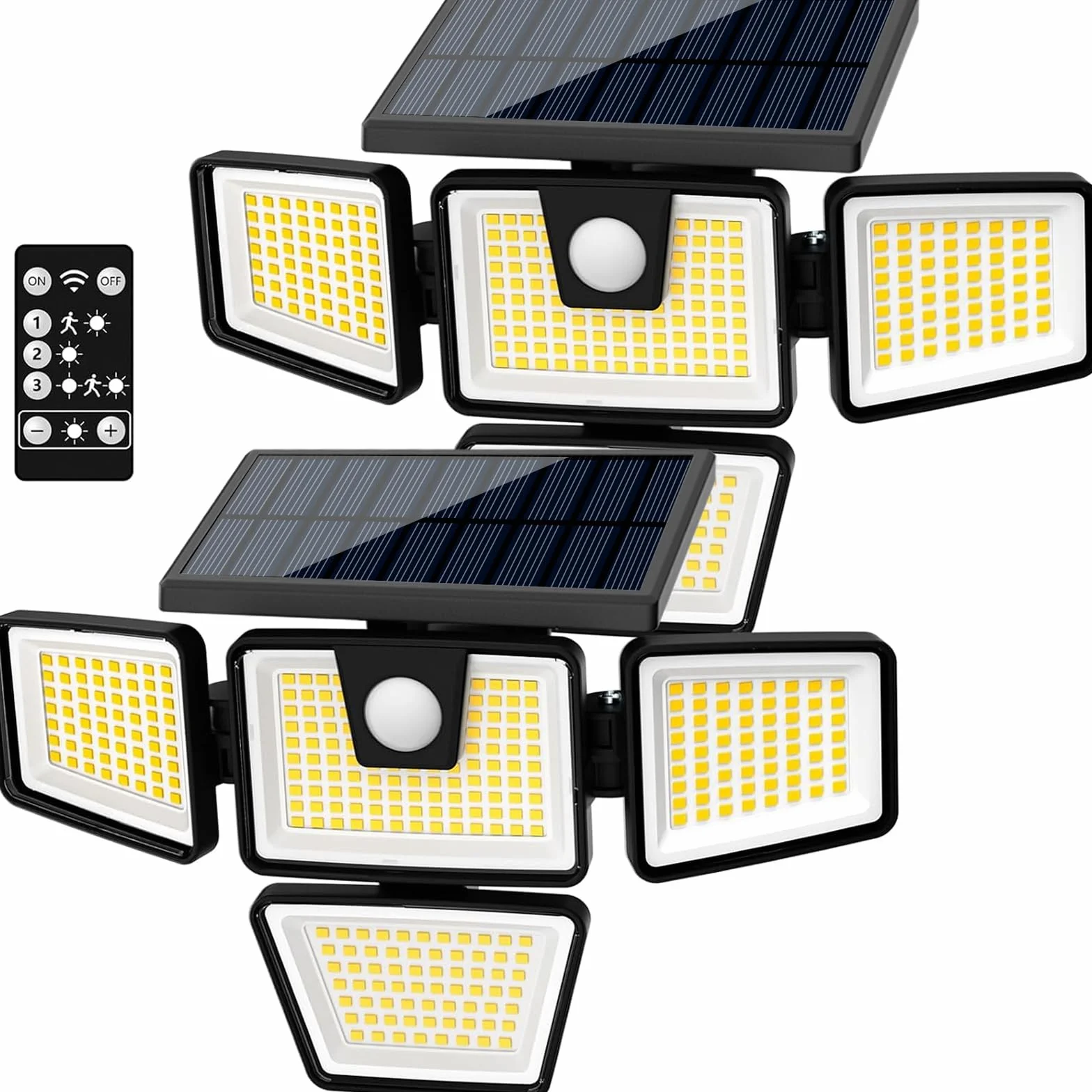 AmeriTop Lumières Solaires Extérieur LED Détecteur de Mouvement 4 Têtes IP65
