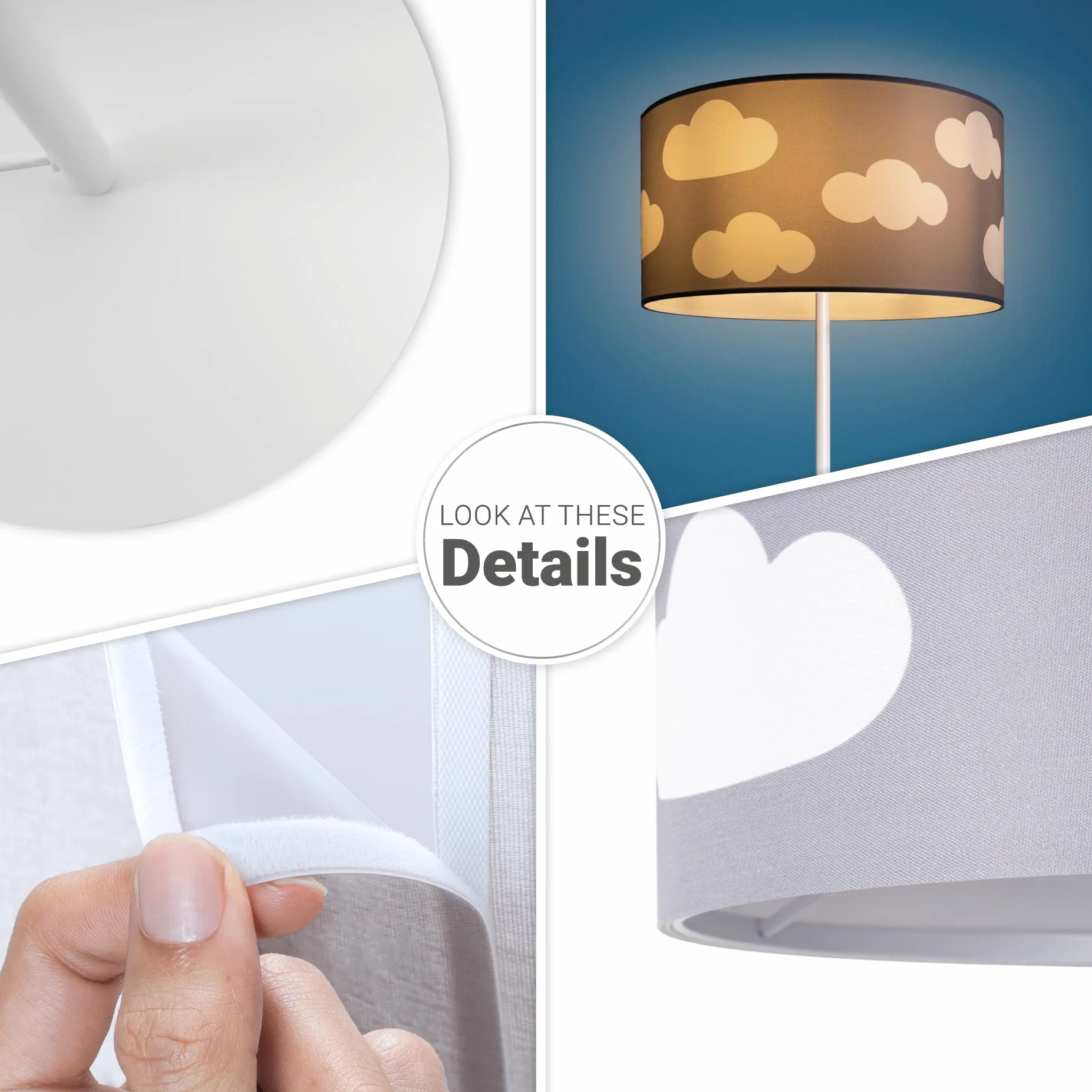 Paco Home Lampadaire Trépied Abat-Jour Tissu Rond Étoiles Lune E27