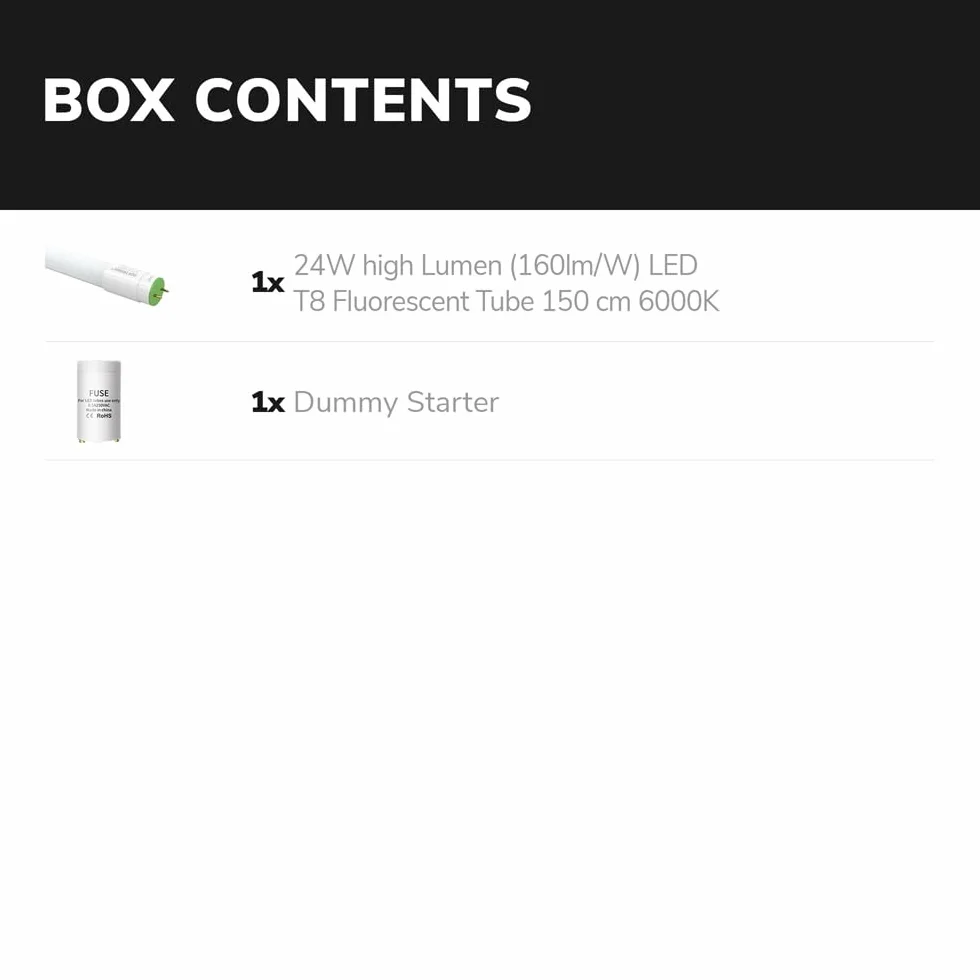 HOFTRONIC T8 G13 Lot de 2 tubes LED 150cm 24W 3840 Lumen 6000K Blanc Froid Remplace tube fluorescent 128W