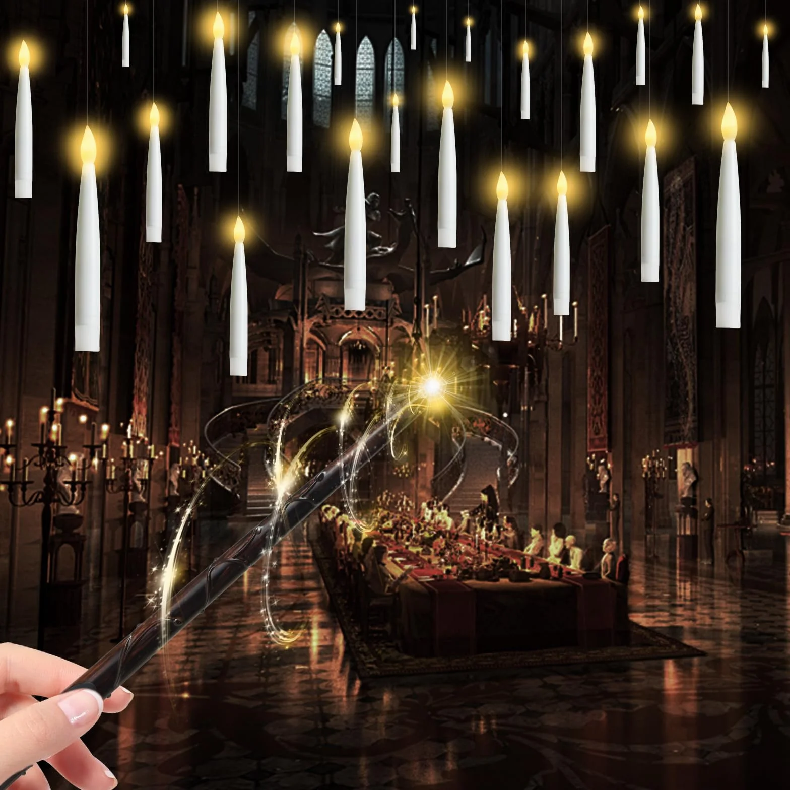Bougies Flottantes LED 12PCS avec Télécommande, Bougies Flamme Vacillante pour Décoration Église Noël Halloween (Blanc Chaud)