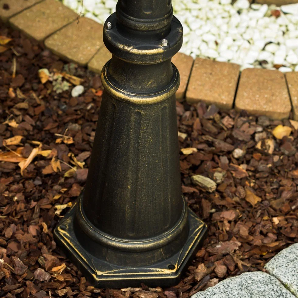 Candélabre Kobe lampe d'extérieur antique métal brun 3 branches 215 cm E27 IP44