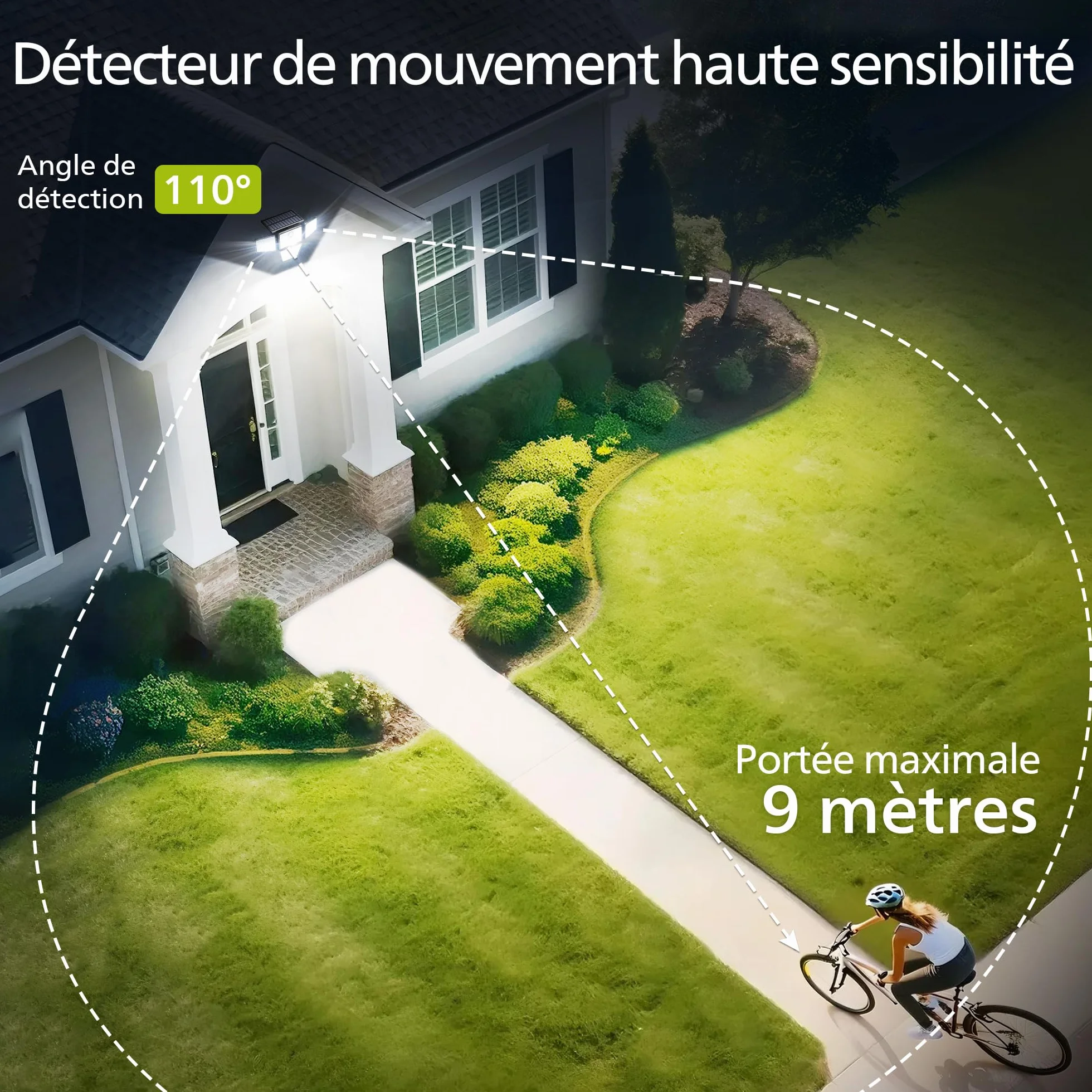 Philips Lampe Solaire de Sécurité Extérieur 196 LED Détecteur de Mouvement PIR 3 Modes 4 Têtes Orientables Projecteur Solaire Télécommande IP65 Étanche
