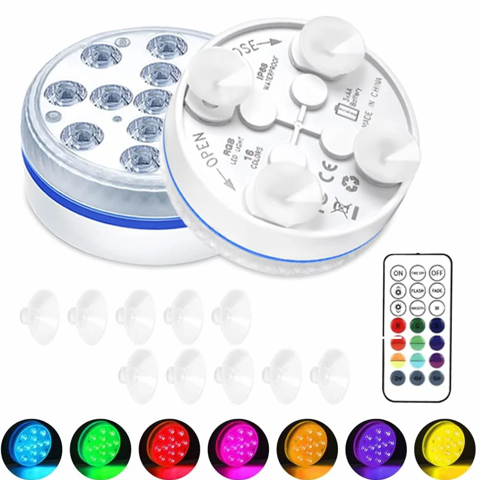 Lumière LED Submersible IP68 avec Télécommande RF pour Piscine, Spa, Jardin (2 Pièces)