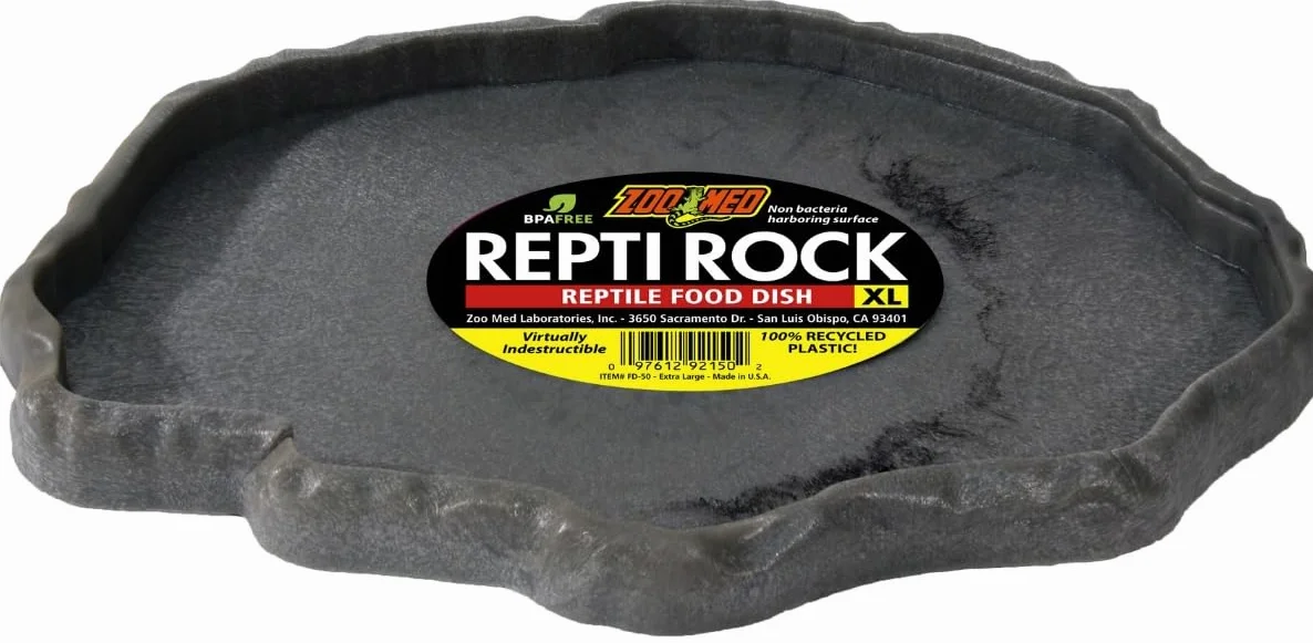 Zoo Med Repti Rock Mangeoire Reptile Terrarium Bol Antibactérien 32x2,5x24 cm