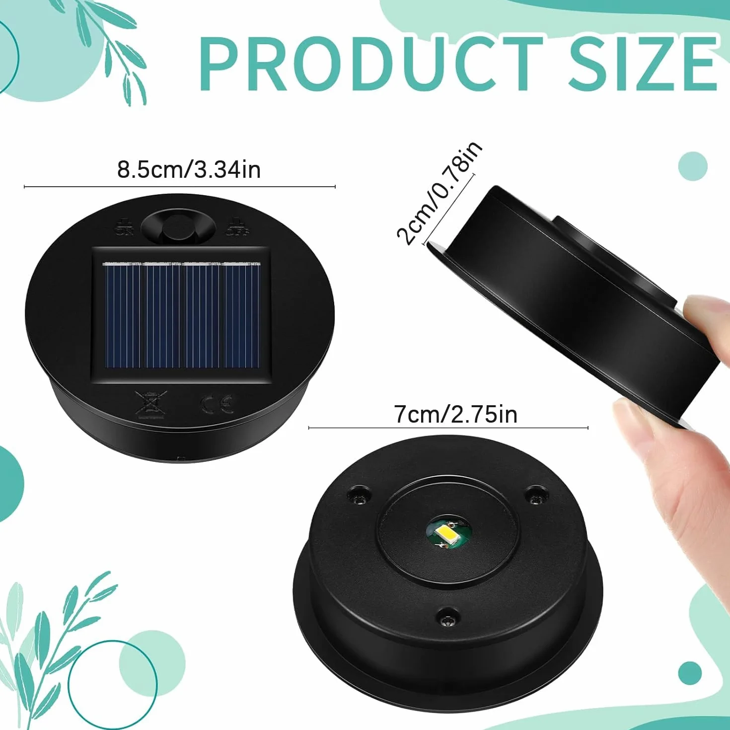 Lampe Solaire de Rechange 2 Pièces 8.5cm Panneau Solaire Étanche pour Lanterne