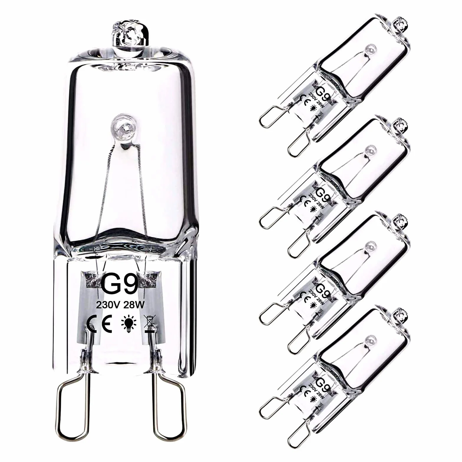 Ampoule Halogene G9 28W 230V 370LM 2800K Blanc Chaud Dimmable Lampe à Capsule Transparente (Pack de 5)
