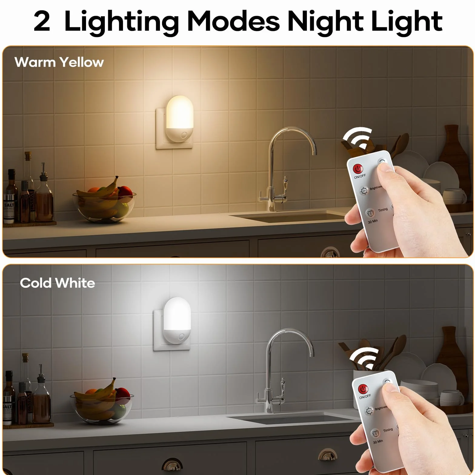 LED Veilleuse Enfant Adulte avec Télécommande, 3 Niveaux Luminosité, Minuterie 30/60 Min, Lumière Chaude Froide