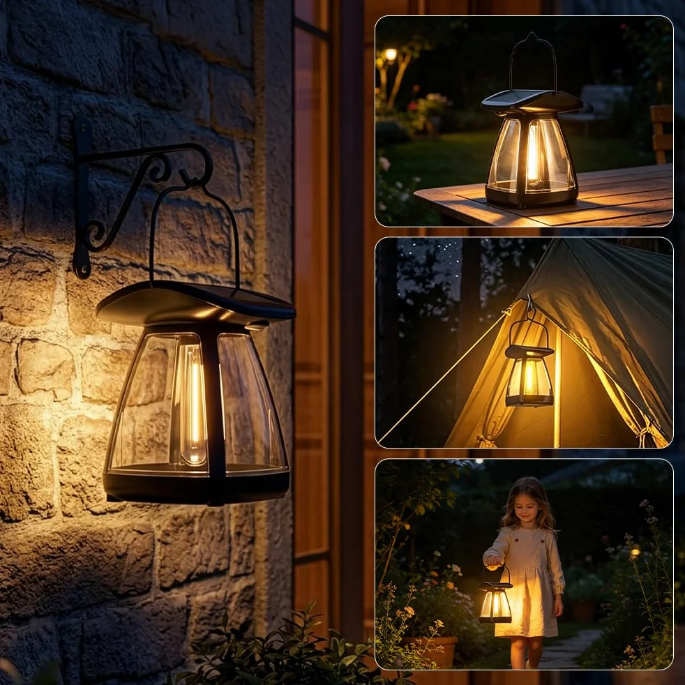 OUSFOT Lanterne Solaire Extérieur IP65 2 Pièces Lampes de Camping pour Jardin Balcon