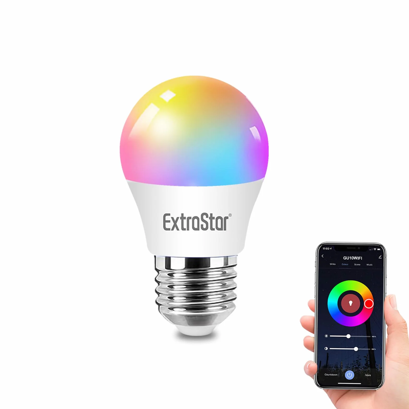 EXTRASTAR E27 Ampoule Connectée WiFi LED 4.9W 470LM 6500K RGBW avec Télécommande Compatible Alexa Google Home
