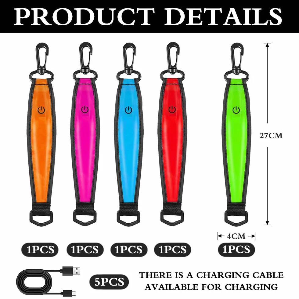 Feux Clignotants LED pour Cartable, 3 Modes Lumière de Sécurité Rechargeable USB, Pendentifs Réfléchissants à LED
