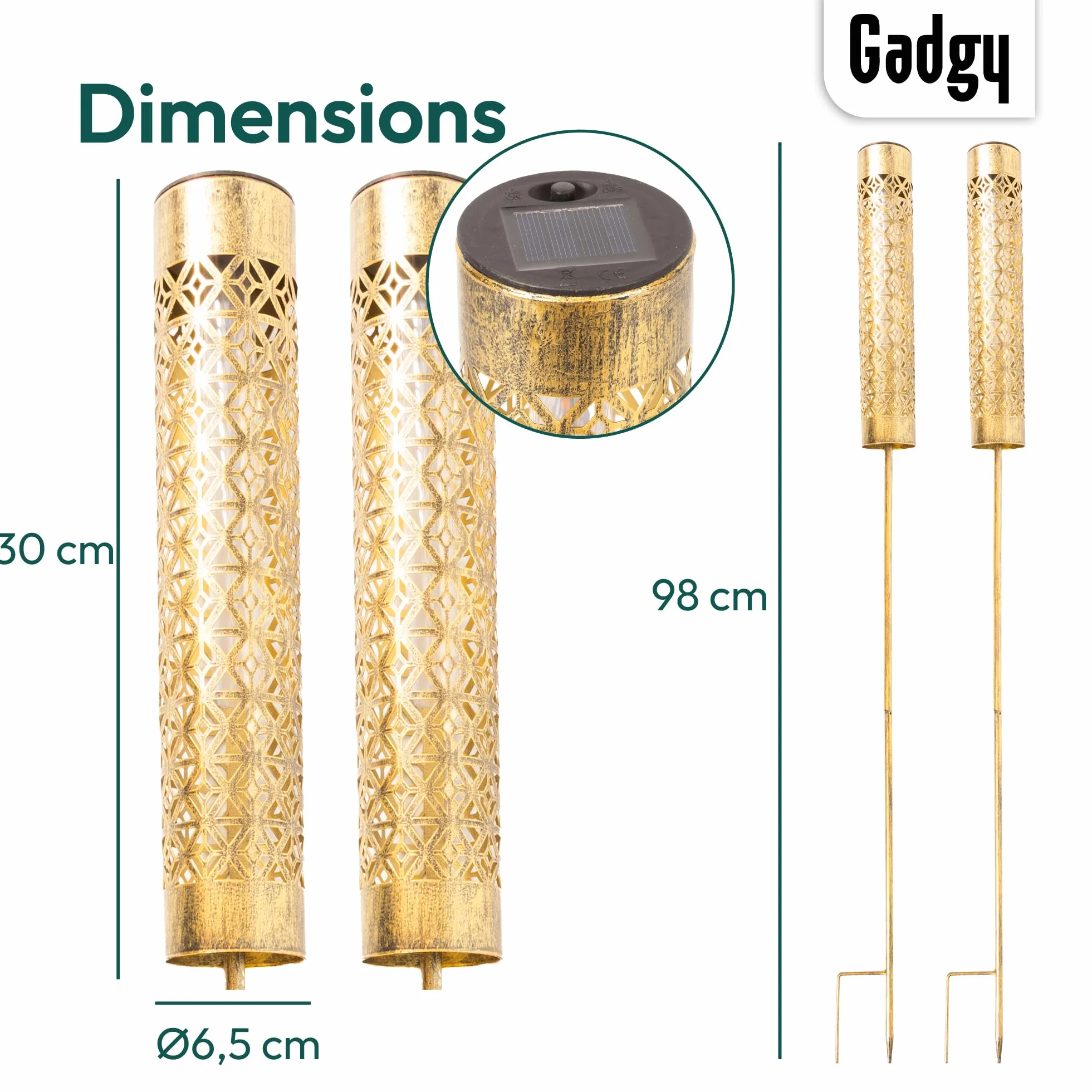 Lampes Solaires de Jardin avec Effet Flamme mobile – Lot de 2 Torches LED Extérieures en Métal