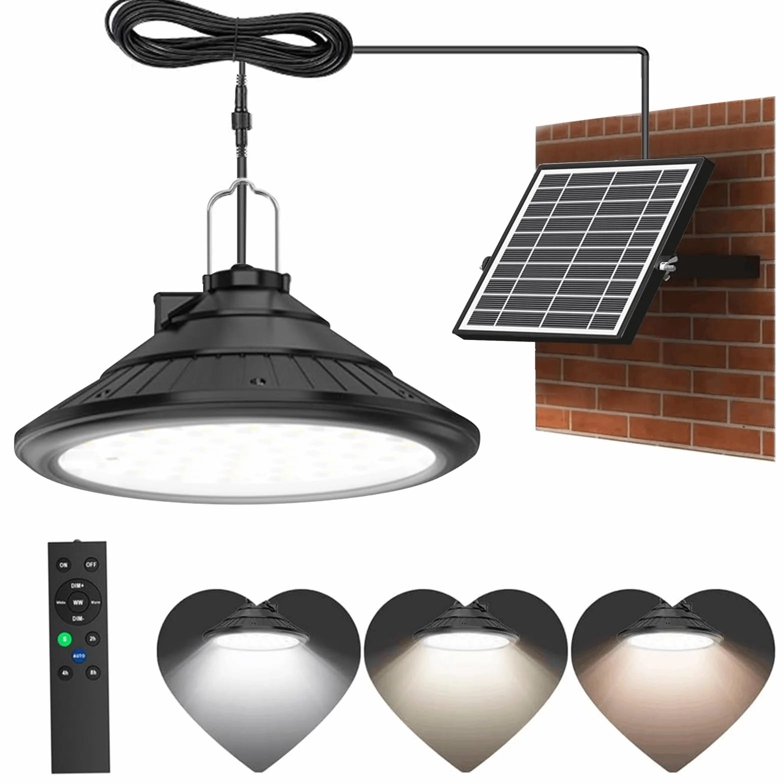 Lixada Lampes solaires extérieur IP66 étanches télécommande 3 températures 4 modes LED suspendues