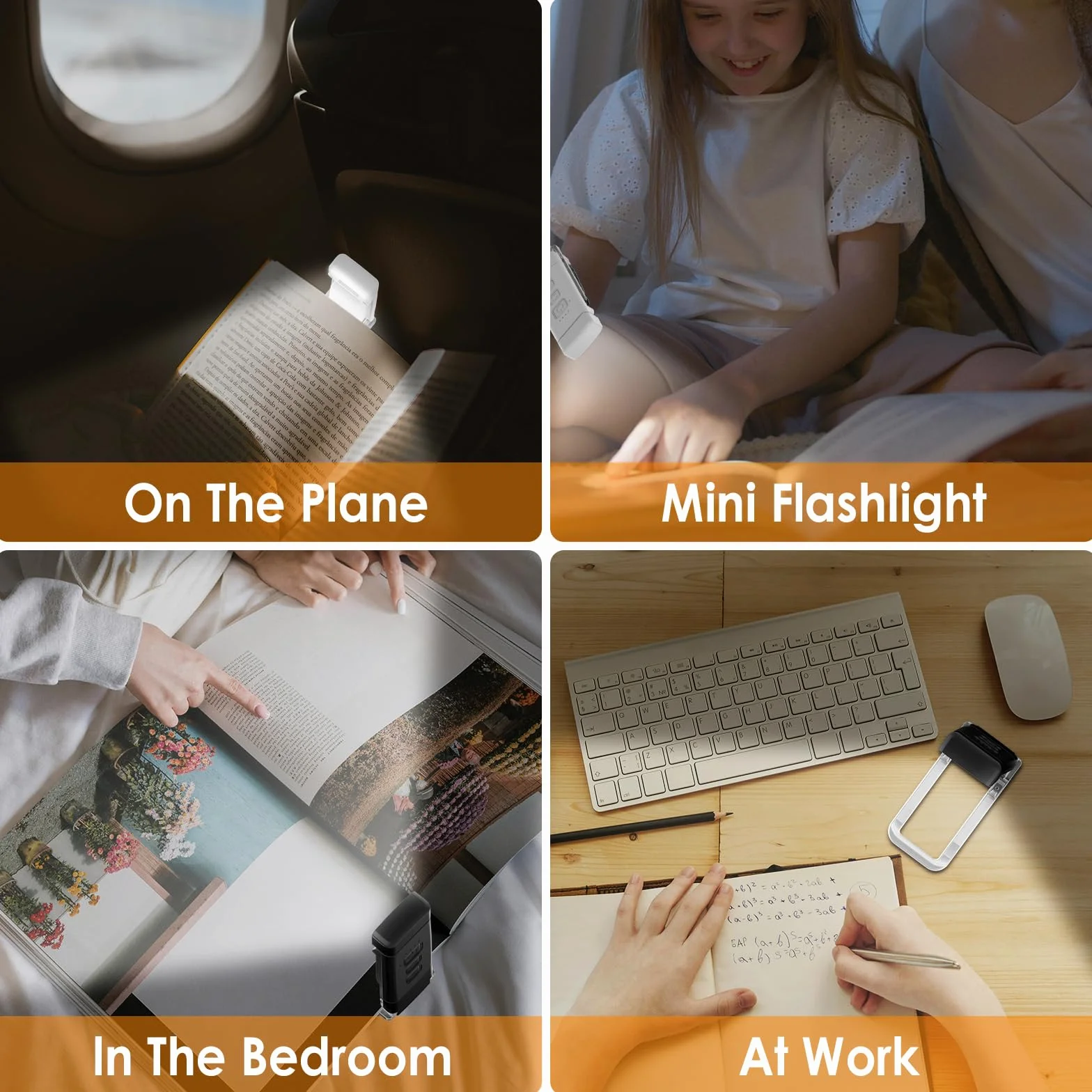 Lampe de lecture portable rechargeable USB 3 modes couleur 5 luminosités variable Noir