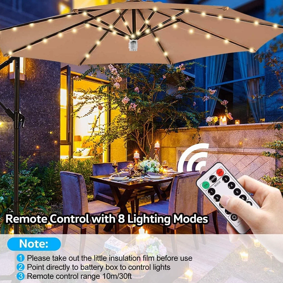 Sunlisky Guirlande Lumineuse LED Jardin IP68 8 Brins 1,3 m 3528 Perles Télécommande 8 Modes 3000 K