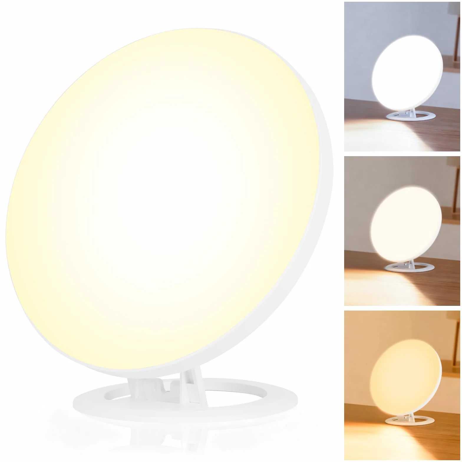 AOOWU Lampe de Luminothérapie 10000LUX-30000LUX, Lampe Solaire Compacte Sans UV 3 Températures de Couleur 10 Niveaux de Luminosité avec Support Pliant