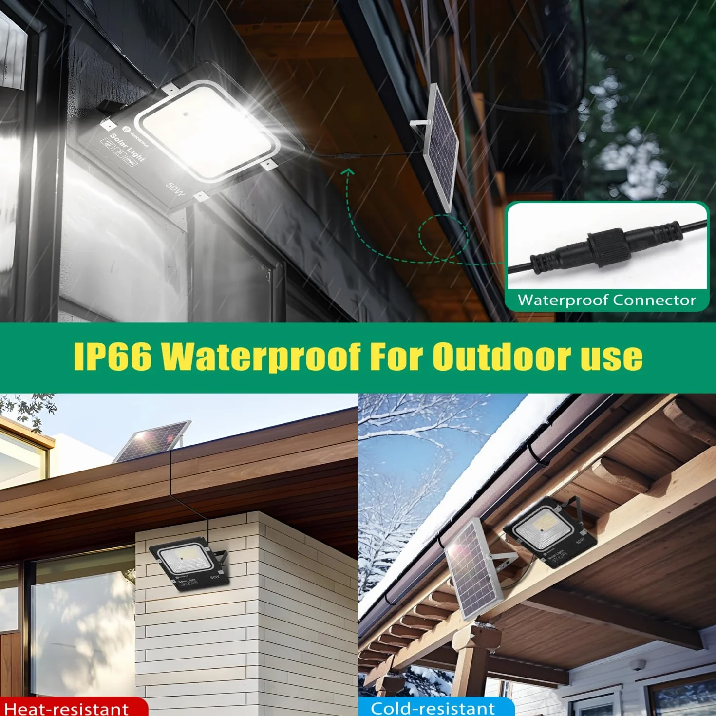 Aigostar Projecteur Solaire LED d'extérieur 16000mAh IP66 Dimmable 3000-6500K avec Télécommande