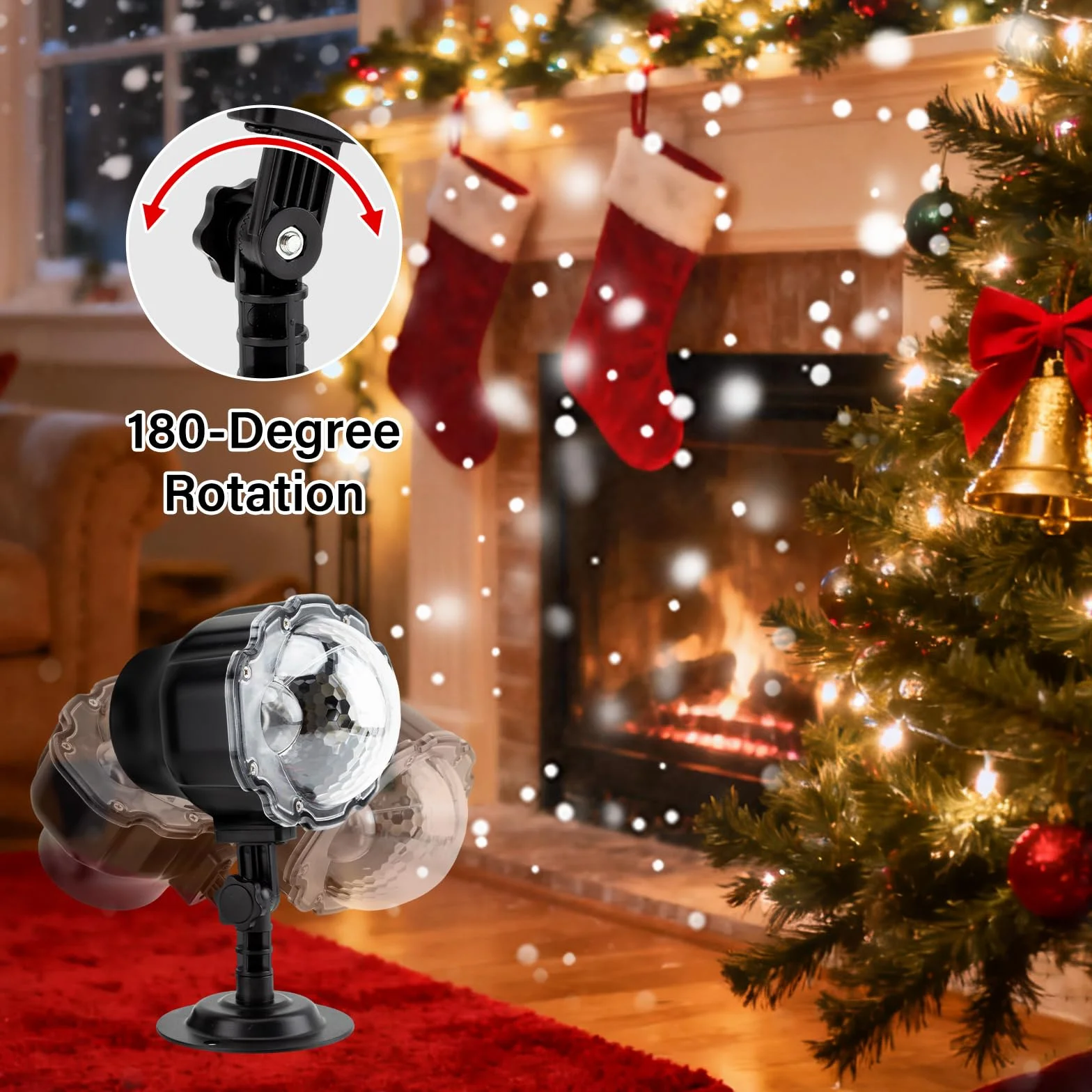 Projecteur de Noël LED chute de neige extérieur étanche télécommande Nouvel An Halloween mariage