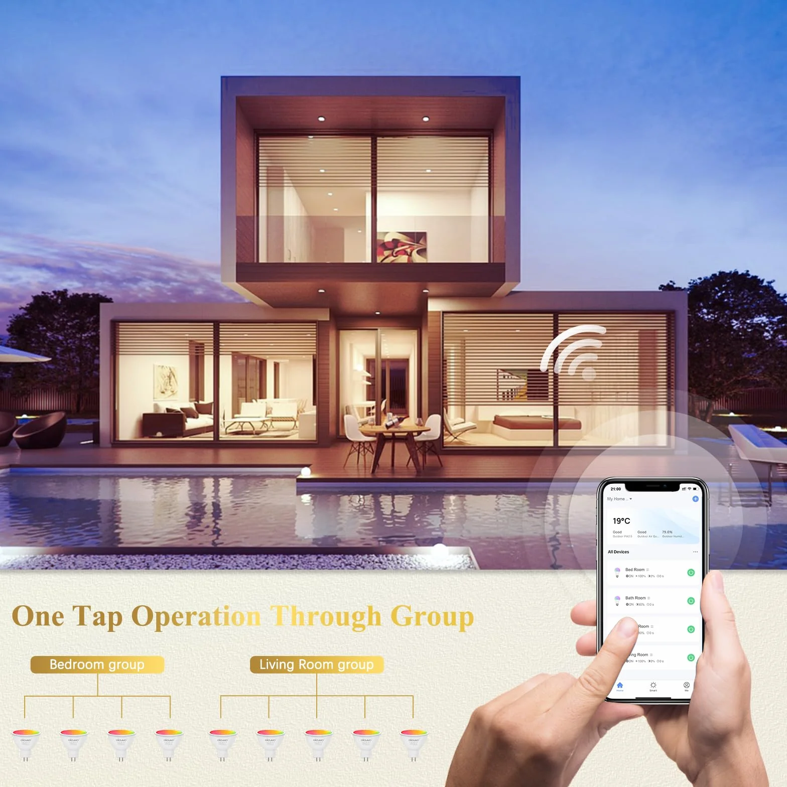 DiCUNO Ampoule Connectée LED GU5.3 MR16 WiFi Intelligente Compatible Alexa Google Home 12V 5W Dimmable 2700K-6500K RGBCW 320LM Sans Hub 4 Pièces