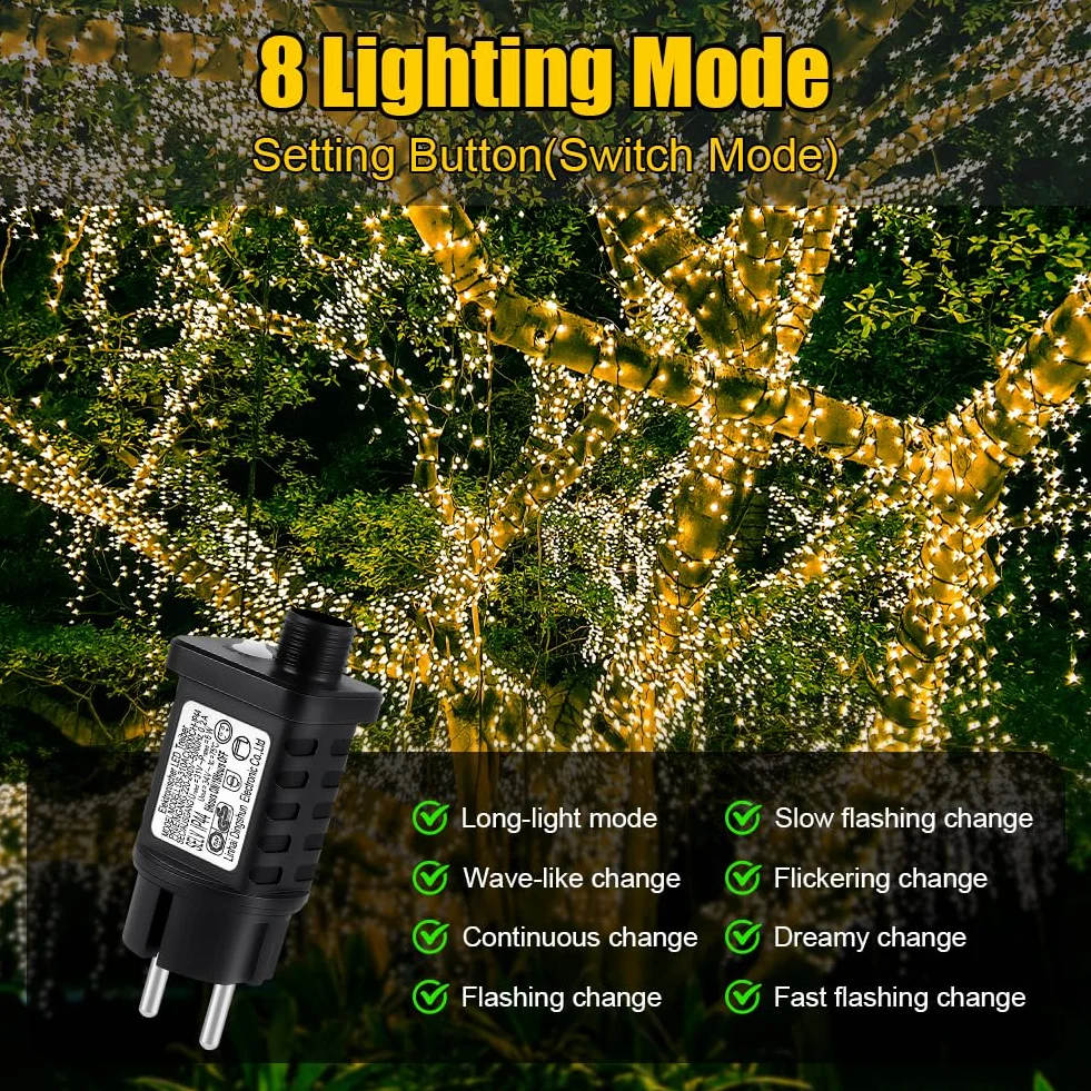 AXFEE Clignoteur pour Guirlande lumineuse 31V 6W, IP44, 8 Modes avec Mémoire