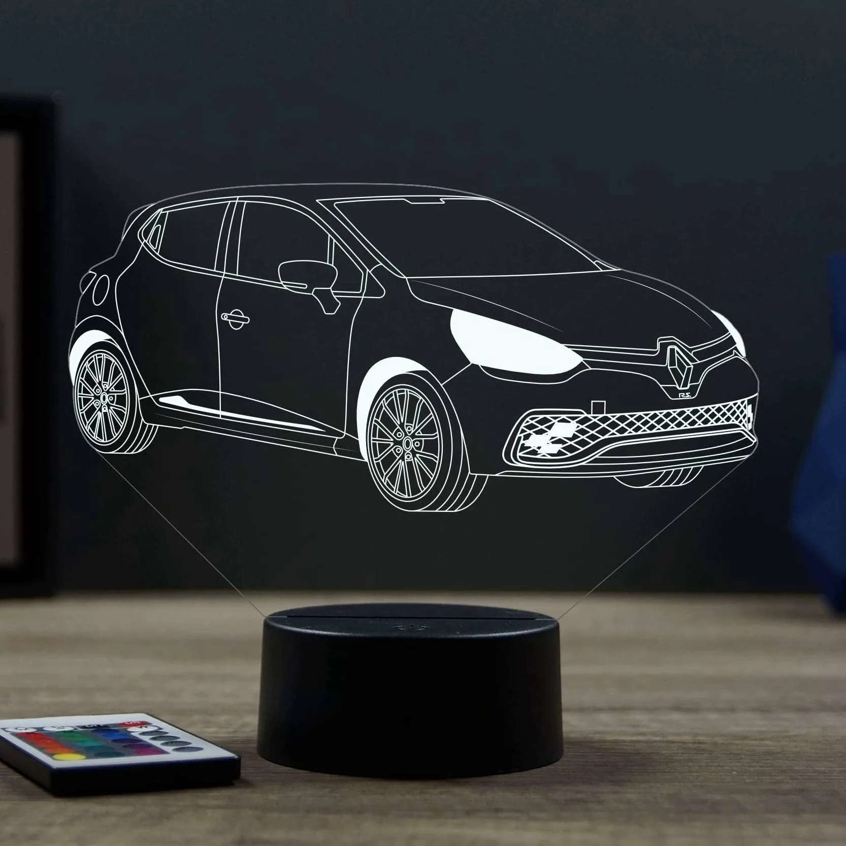 Le Illusion 3D Renault Clio 4 RS Veilleuse LED 16 Couleurs 4 Modes Télécommande Made in France