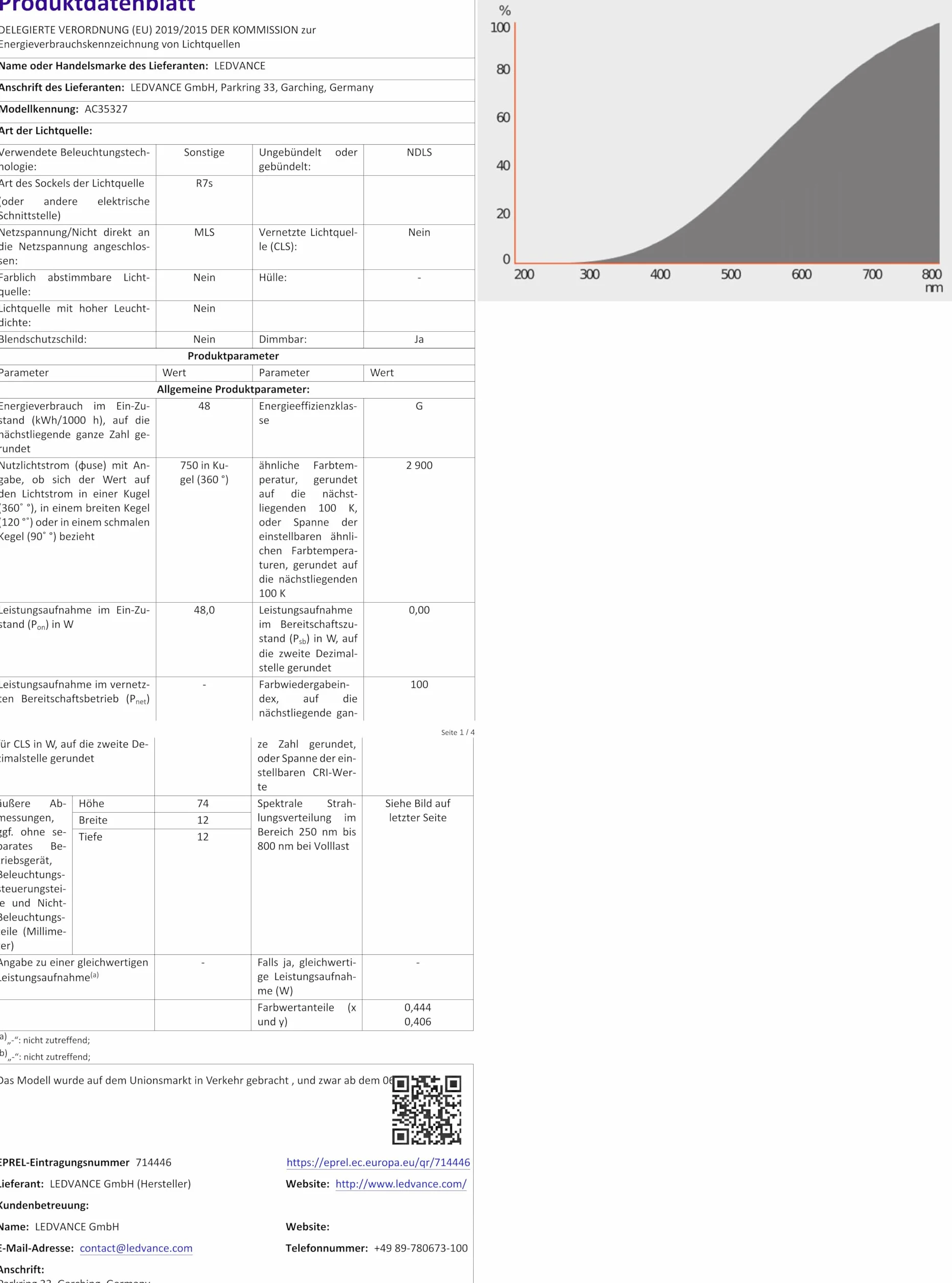 Osram 64684 Ampoule Eco Halogène Lineaire 230v 48w R7s