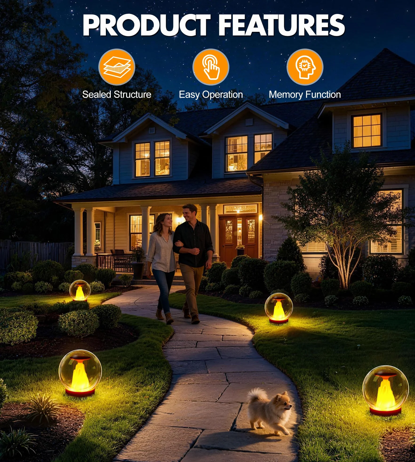 PoolLeader Lampe Solaire Flottante Piscine LED Effet Flamme IP68 2 Pièces