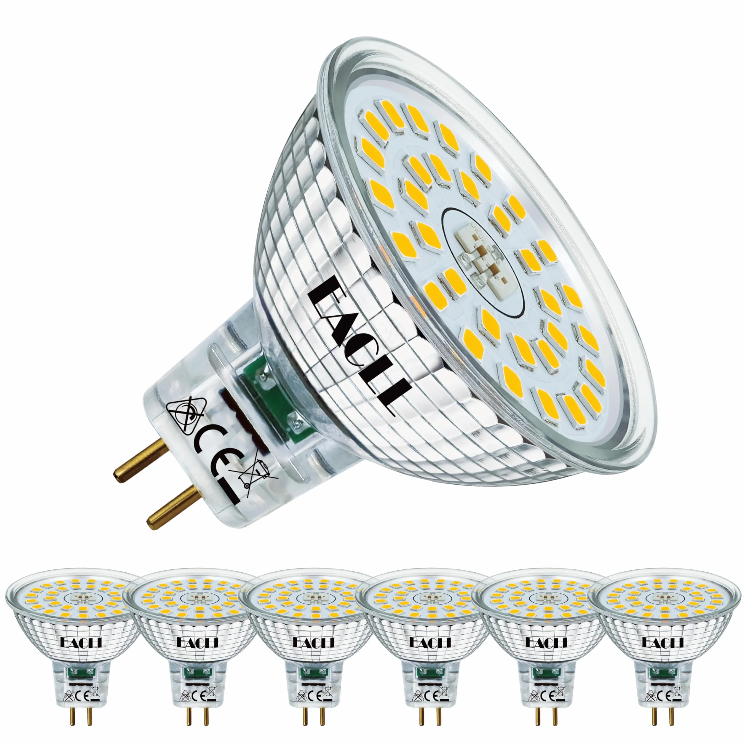 Ampoules LED GU5.3 Blanc Neutre 6.5W Équivalent MR16 60W Lot de 6 4000K 580lm 120° Non Dimmable 12V