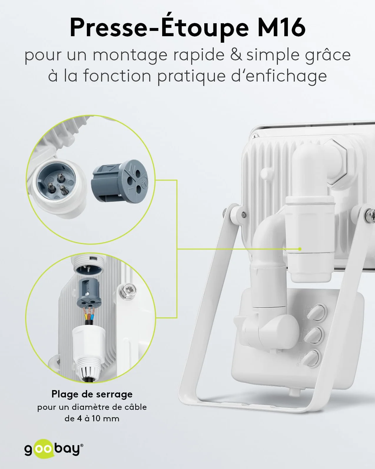 goobay Projecteur LED avec détecteur de mouvement 10 W 4000 K 850 lm IP65 Blanc