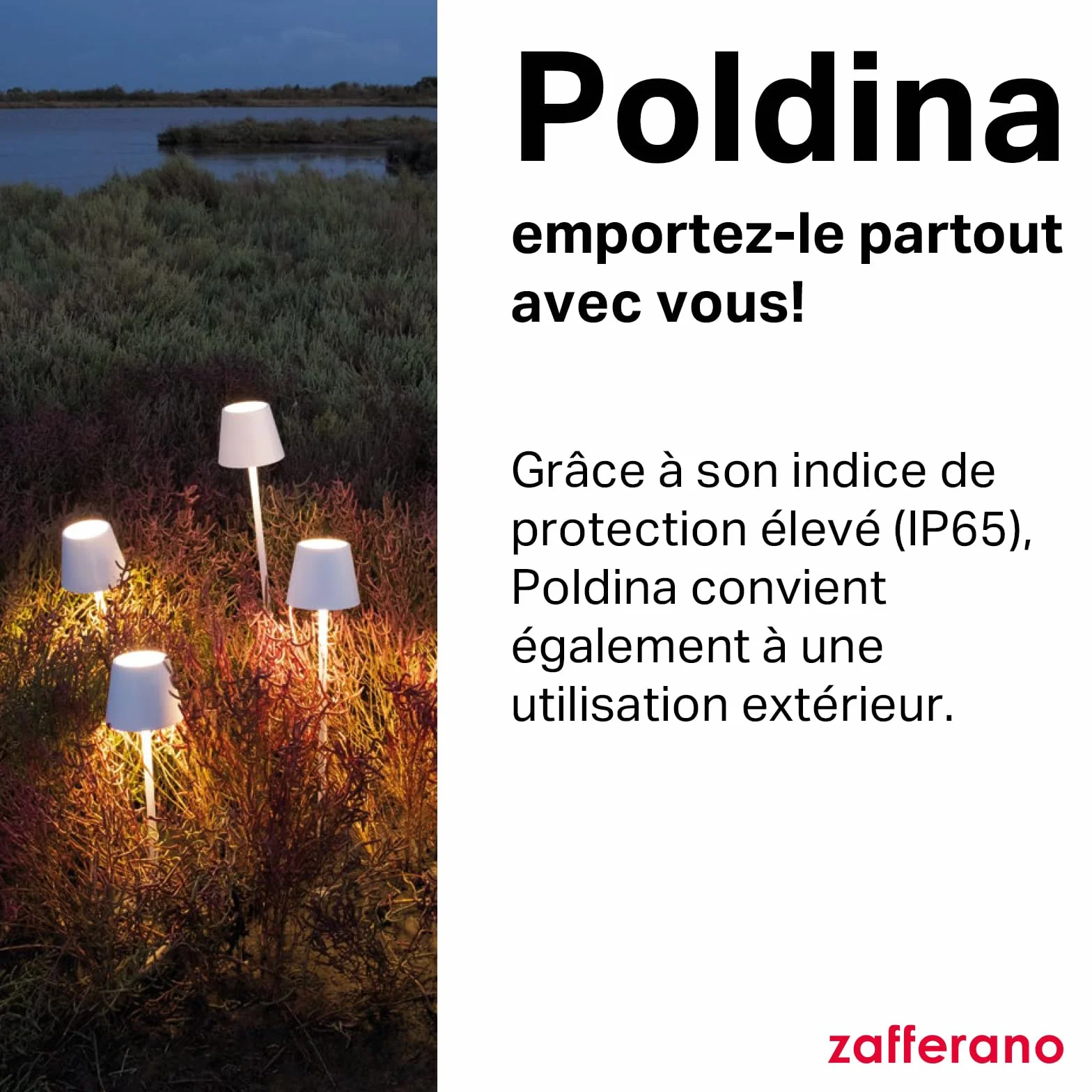 Zafferano Poldina Pro Lampe de Table Rechargeable Sans Fil Contrôle Tactile Dimmer 2200-3000 K Hauteur 38 cm Couleur Corten