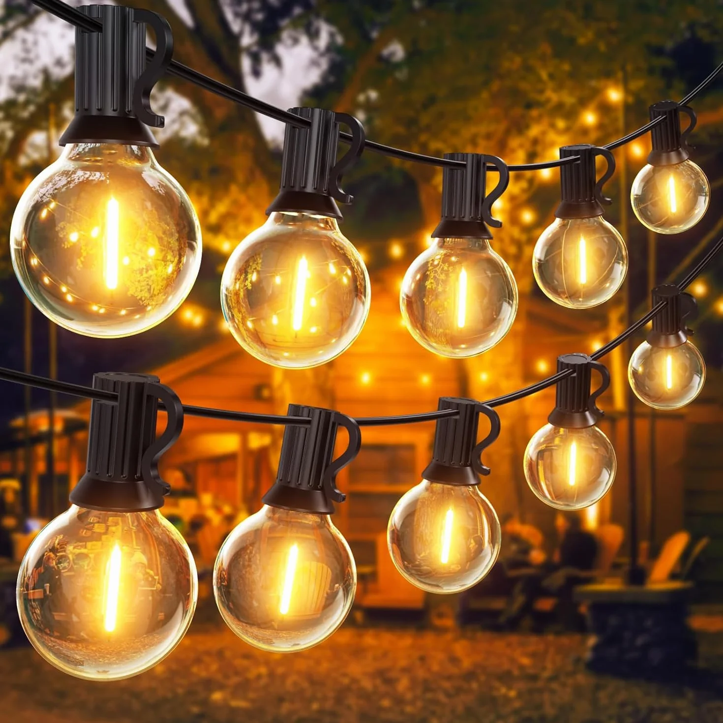 Guirlande Guinguette Extérieur 30M Lumineuse G40 LED IP45 Blanc Chaud Chaîne Lumiere Exterieur