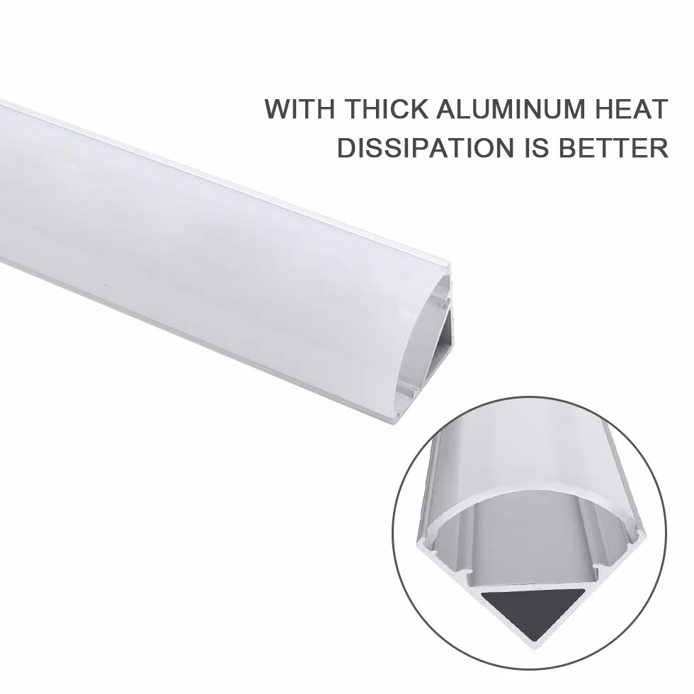 Profilé Aluminium LED V-Forme 6x1mètre avec Couvercle Blanc Laiteux, Embouts, Clips et Connecteurs